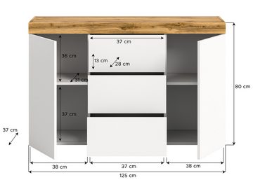 INOSIGN Sideboard Mambo, Breite 125cm, in Weiß/Wotan Eiche Melamin, Wohnzimmer, Wohnzimmermöbel, Kommode, Schrank, Sideboard