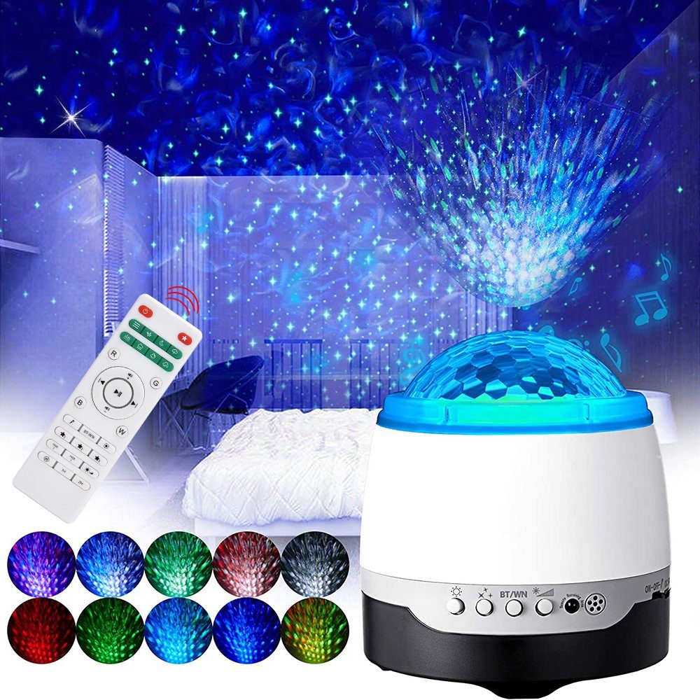 Laybasic Nachtlicht LED Nachtlicht Sternenhimmel Projektor,LED Galaxy Projector, Sprachsteuerung, Bluetooth-Lautsprecher, Dimmbares Licht, Zeitschaltuhr Weiß-1