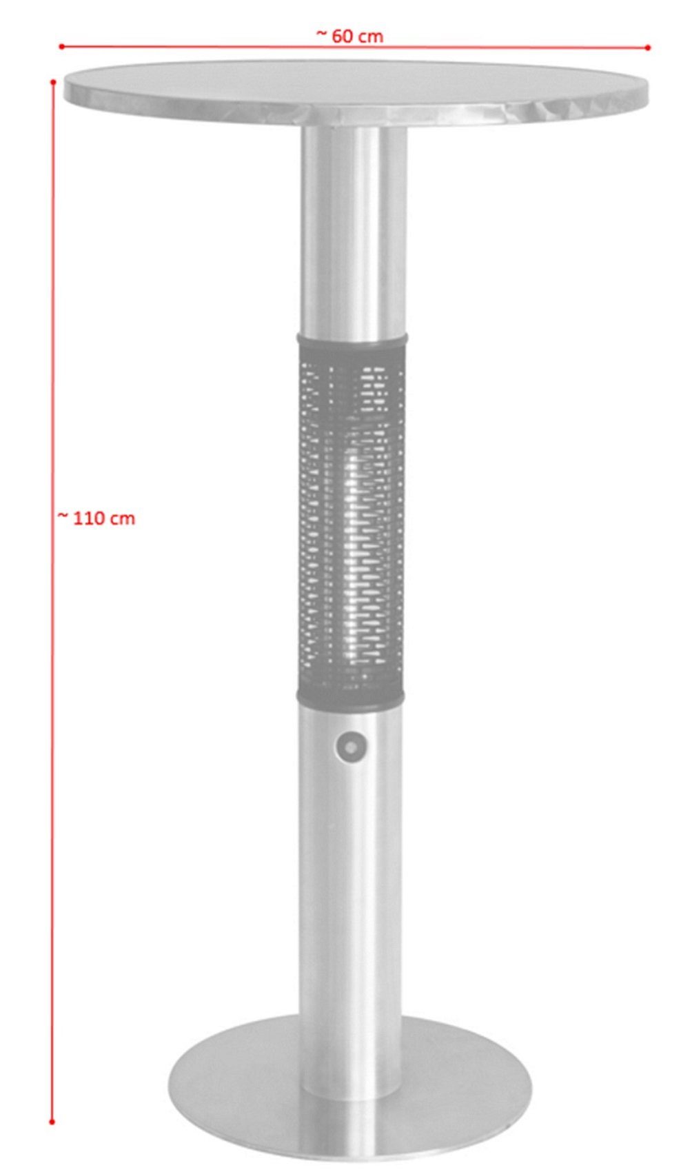 Heizstrah Capella Jet-Line Infrarotstrahler Edelstahl Heizfunktion Tisch mit