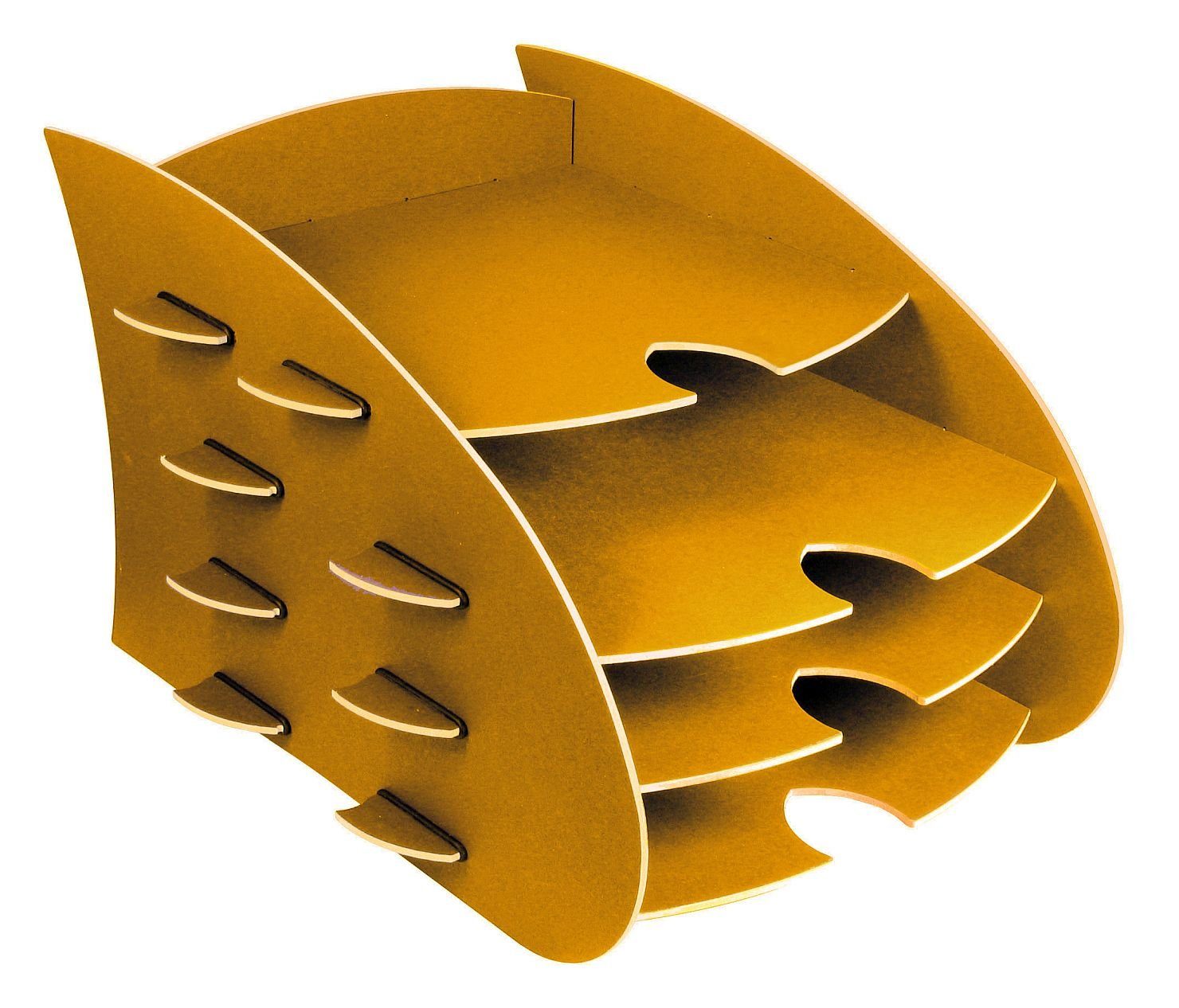 WERKHAUS® Aufbewahrungsbox Werkhaus - Aero Ablage Gelb 4 Fächer DIN A4 Briefablage Briefkorb