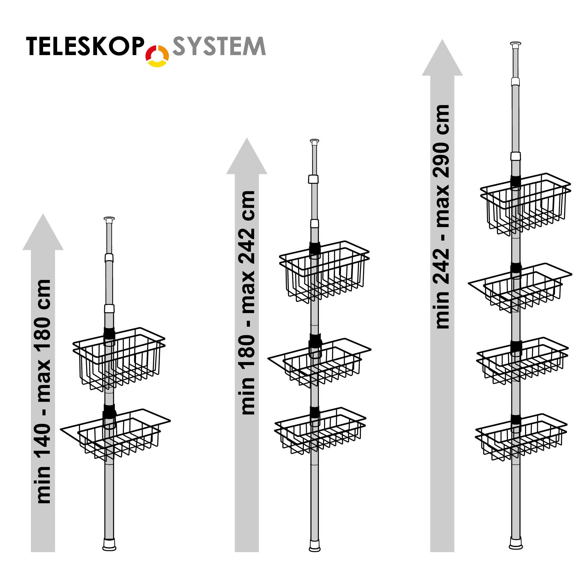 bremermann Teleskopregal Teleskop-Badregal, 4 Körbe Duschregal bis max. ca. 290 cm