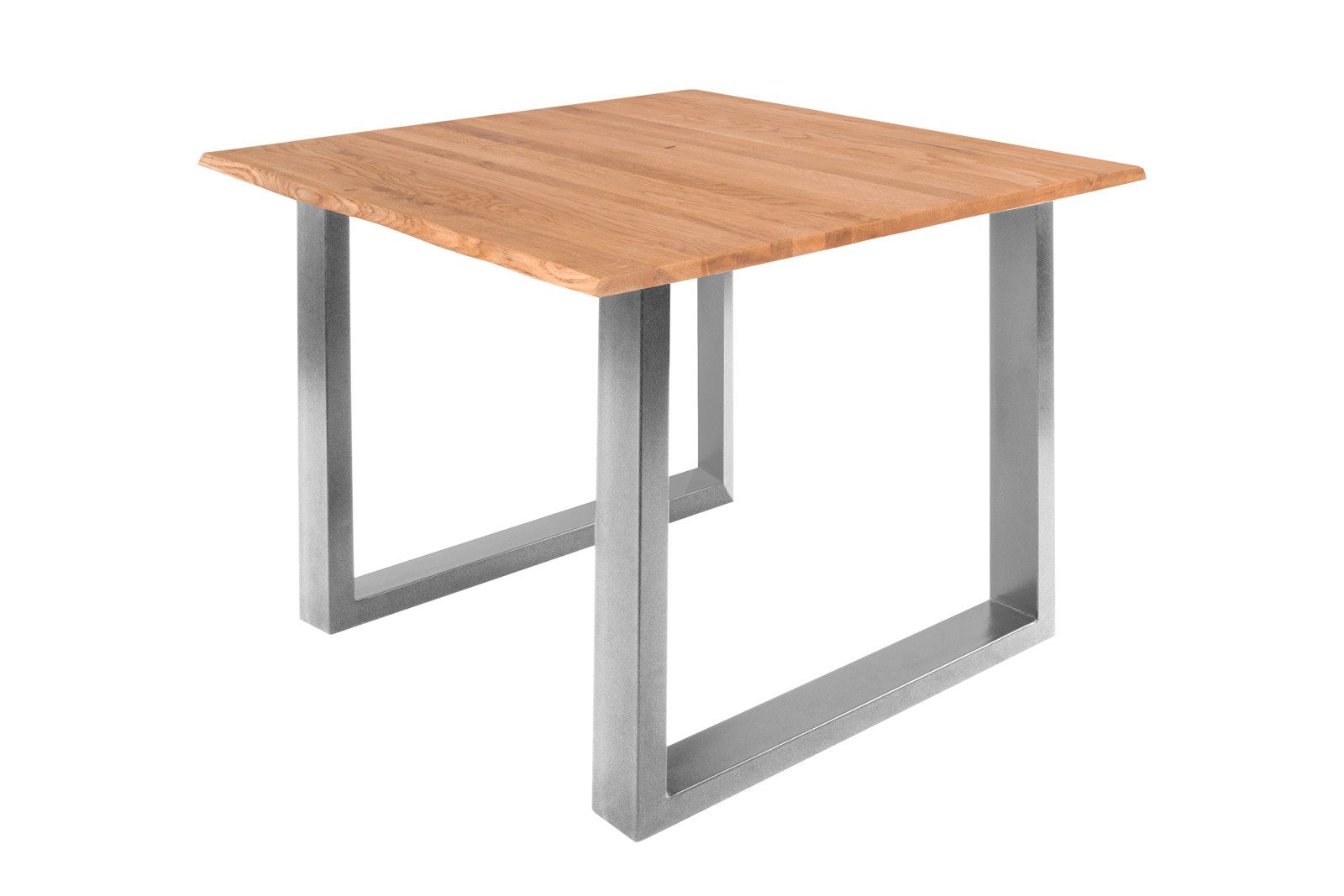 SAM® Baumkantentisch Edda, massive Wildeiche, mit Baumkante und Metallgestell U-Form