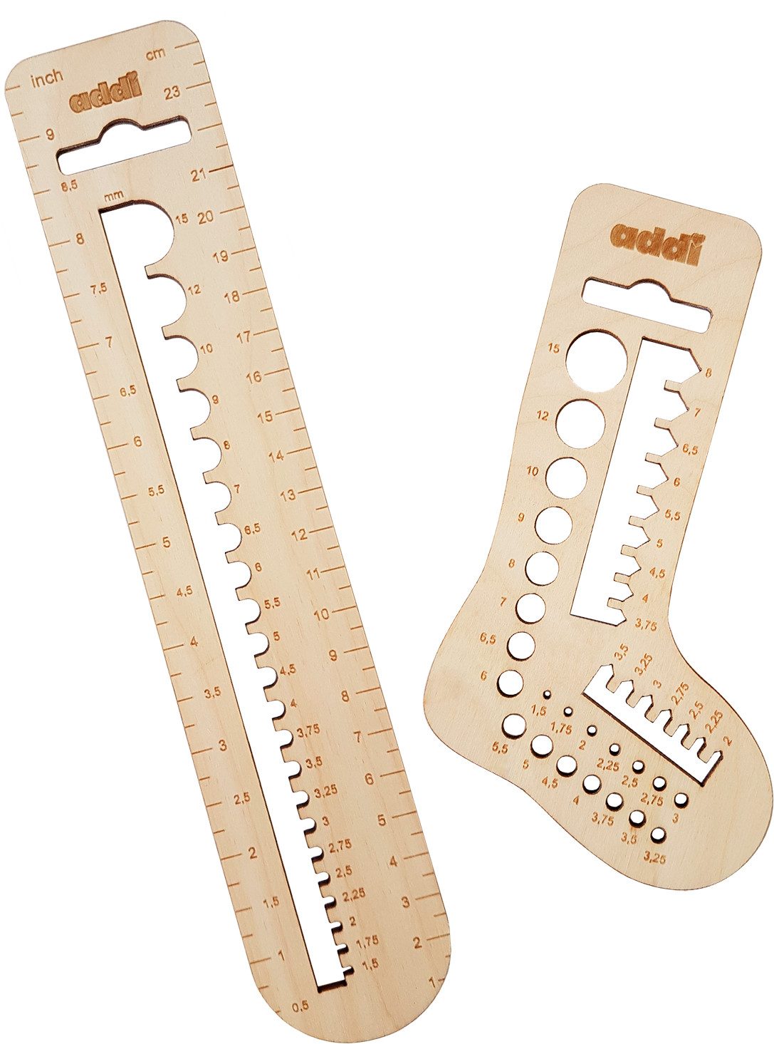 addi Maßband Holznadelmaß Set, 2 Stk., Größe 16-25 cm