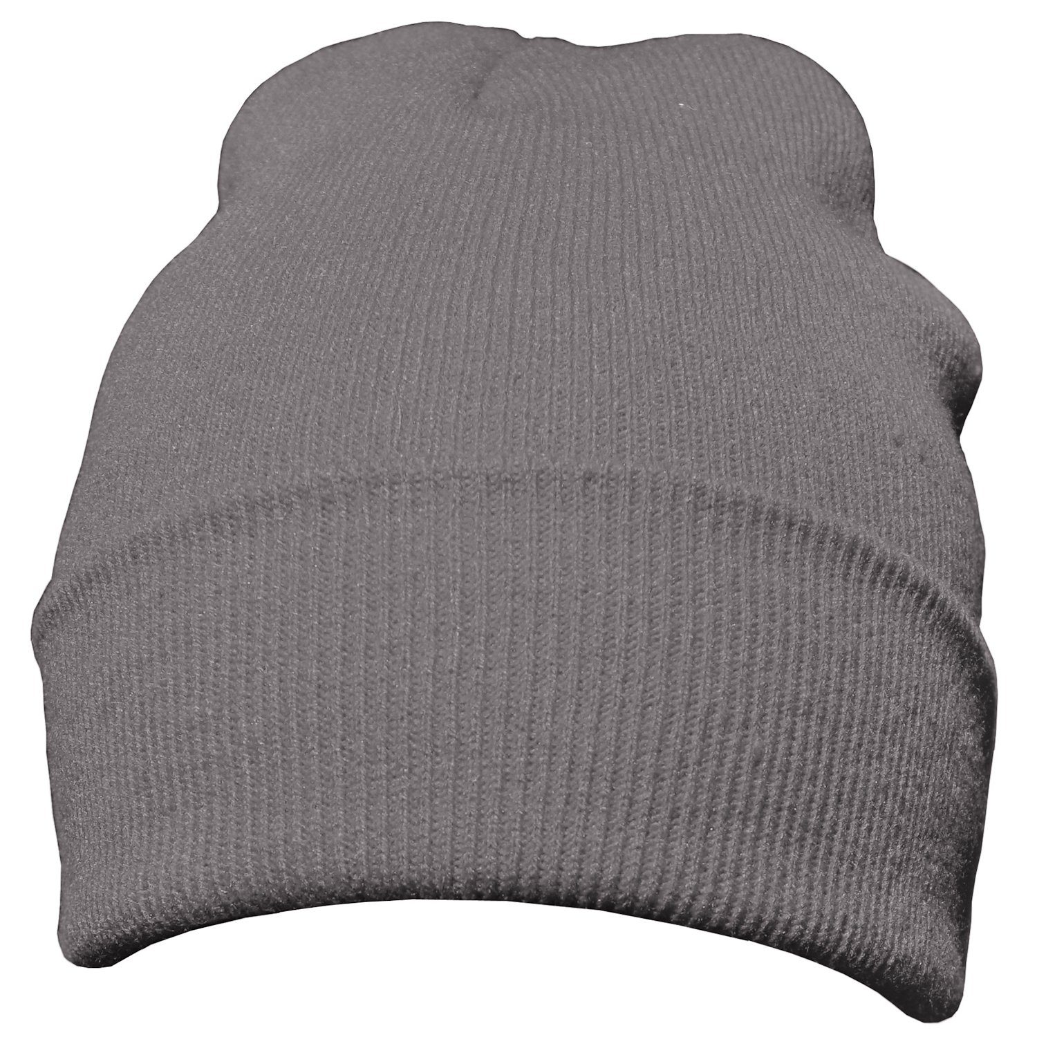 DonDon Beanie Mütze Krempe Wintermütze, mit 1-St) (Packung, klassisches Design, Beanie dunkelgrau