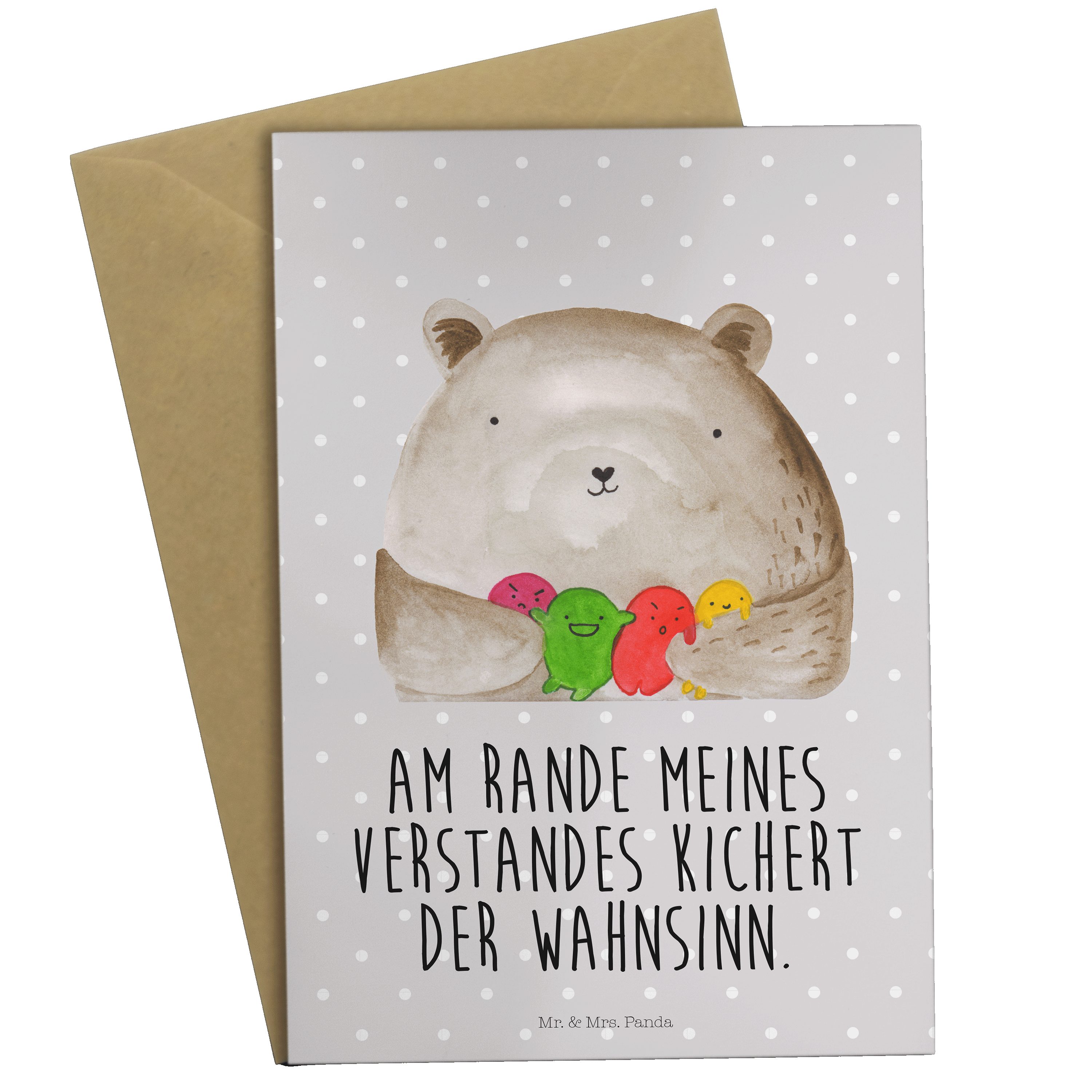 Mr. & Mrs. Panda Grußkarte Bär Gefühl - Grau Pastell - Geschenk, Glückwunschkarte, Verrückt, Ein