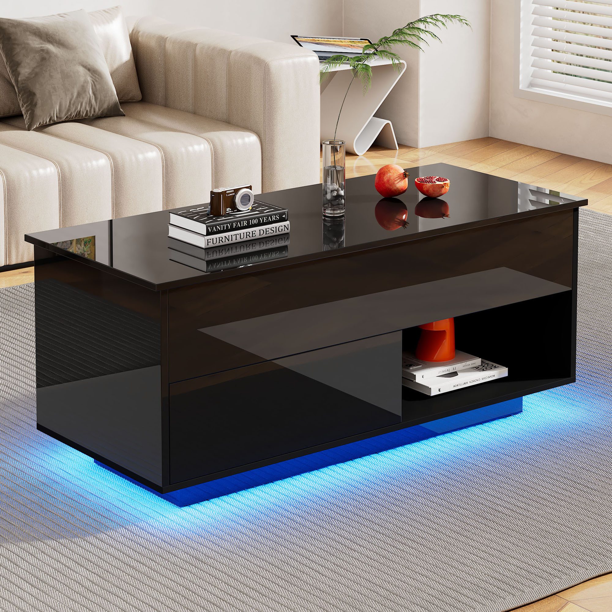 STILVORA Couchtisch Hebbarer Wohnezimmertisch mit LED,Beistelltisch mit Sta günstig online kaufen