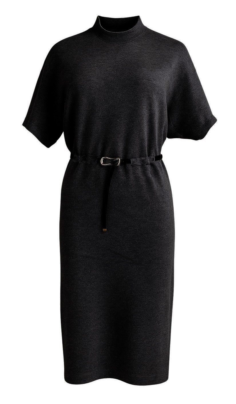 Mississhop Strickkleid Damen Strickkleid mit Stehkragen und Gürtel M. 426