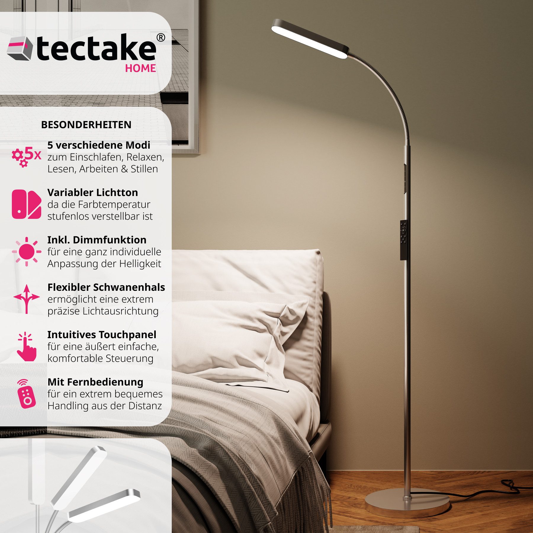 tectake Stehlampe Wohnzimmerlampe Prisma LED, 5 günstig online kaufen