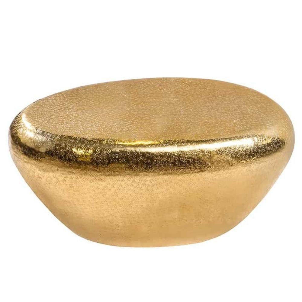 LebensWohnArt Couchtisch Design Couchtisch MARTELLO 75cm gold Metall Hammerschlag