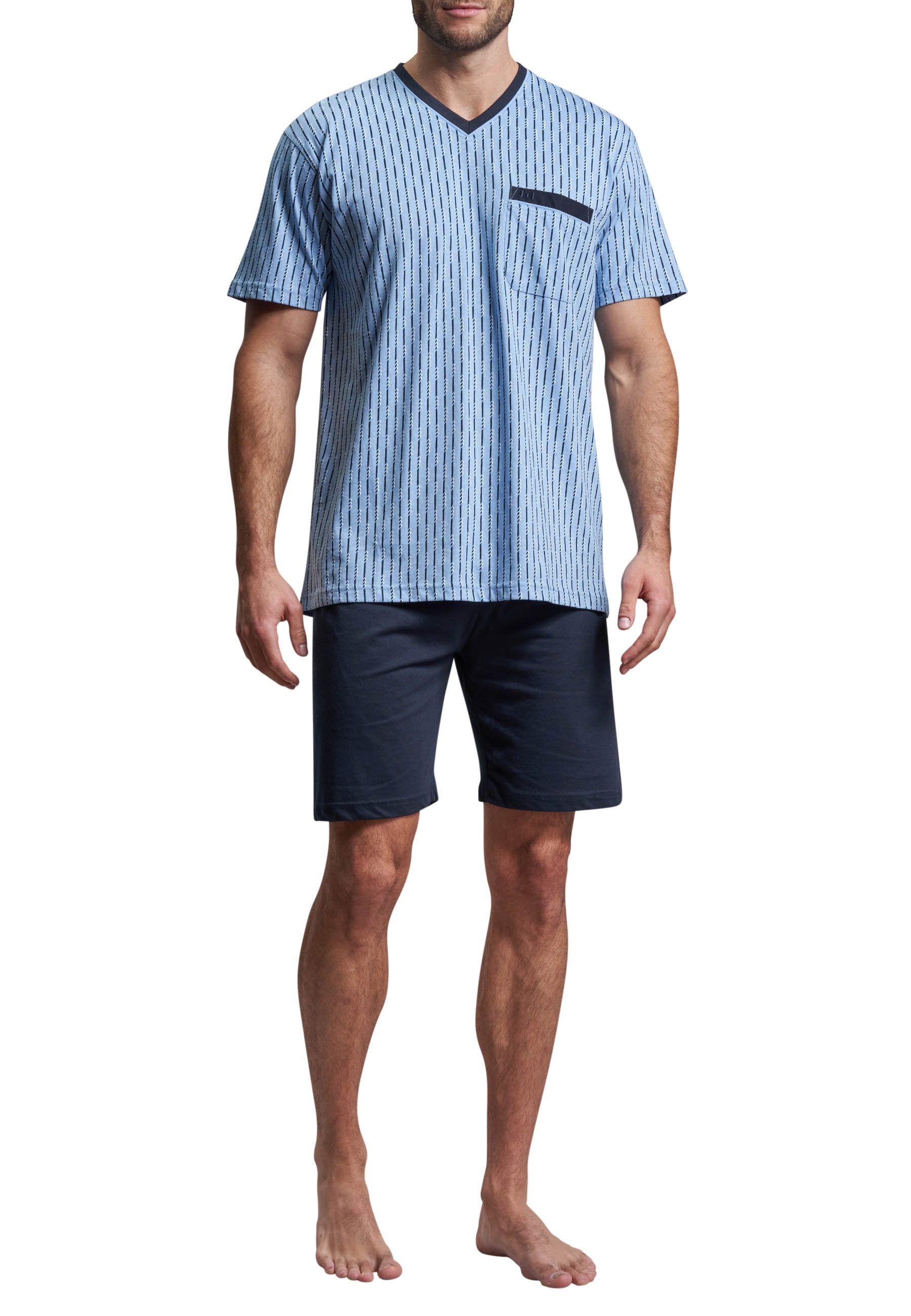 GÖTZBURG Shorty GÖTZBURG Herren Shorty blau bedruckt (1 tlg)