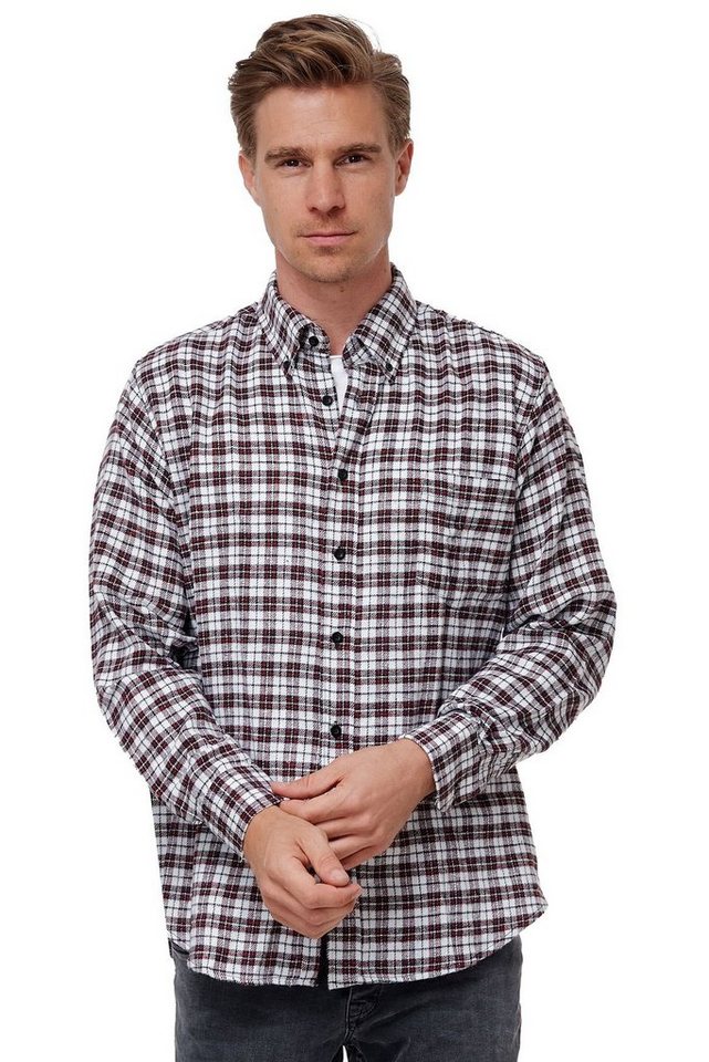 Herren Kariertes Flanell Hemd Button-Down Kragen Vintage Holzfäller Freizeithemd