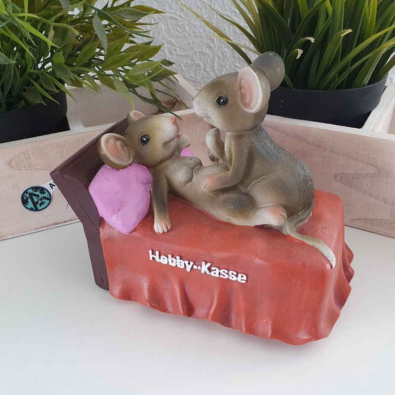 Aspinaworld Spardose Deko Spardose Mäuse im Bett 13 cm
