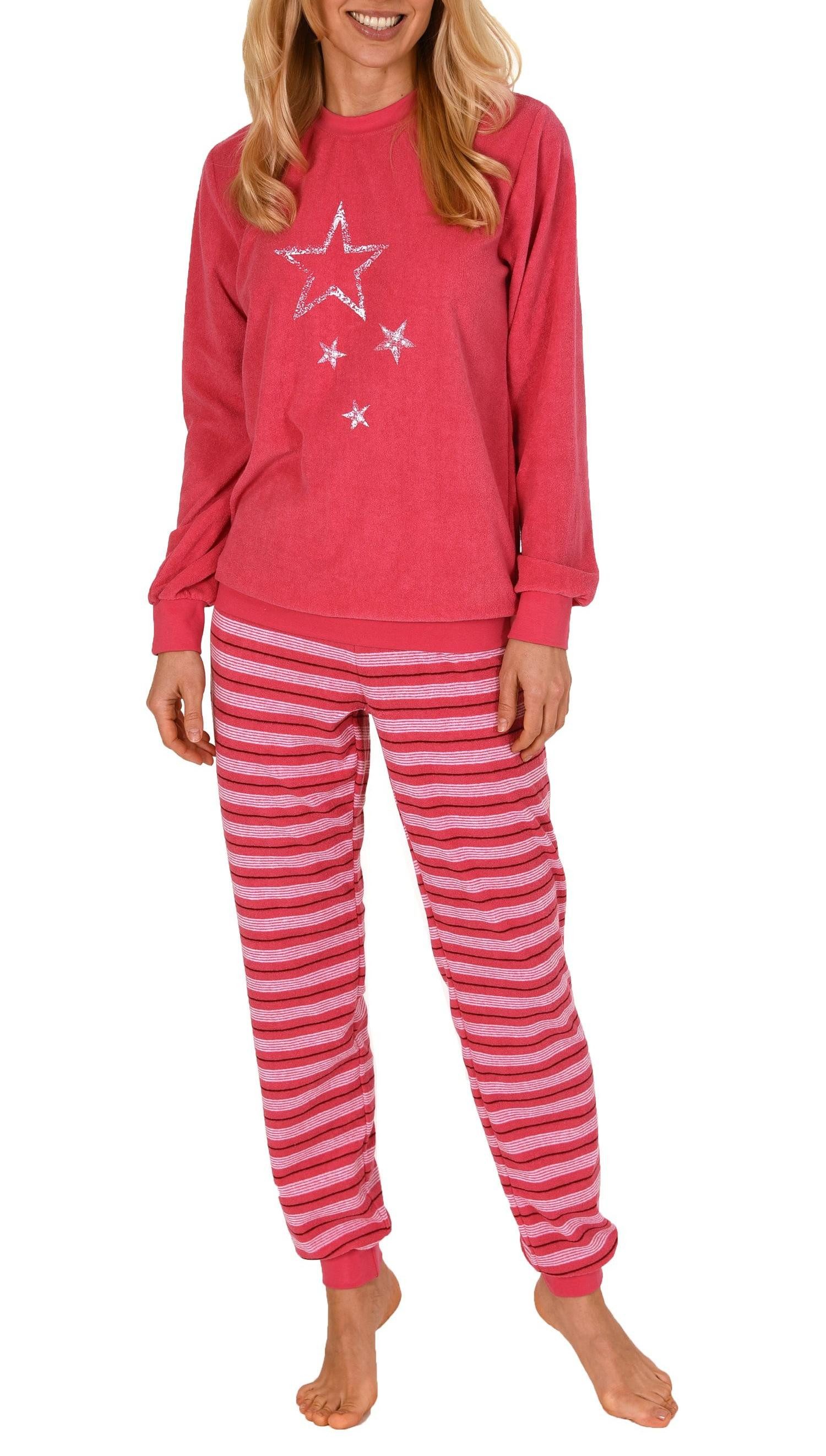 Normann Pyjama Normann Damen Frottee langarm Schlafanzug Pyjama
