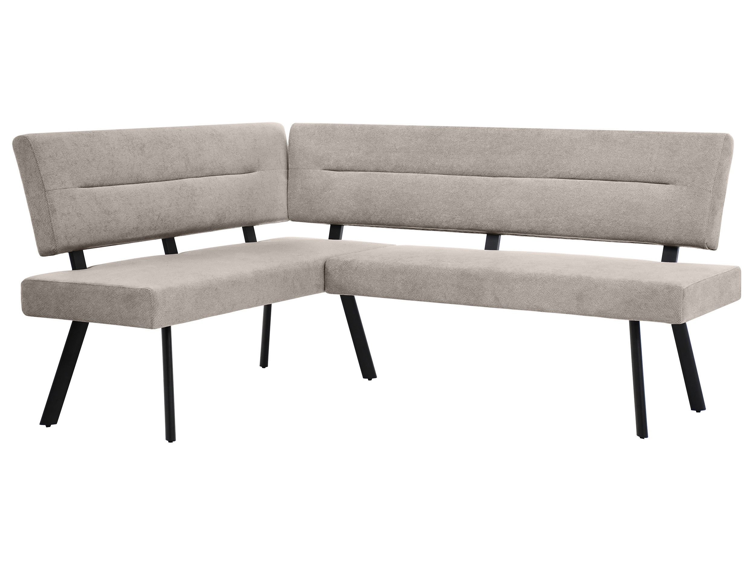 Beautysofa Eckbank ZERRA moderne Küchen-Eckbank und Esszimmerbank mit Stoff Curio (192 × 153 cm, hohe Rückenlehne), schwarzen pulverbeschichteten Metallbeinen