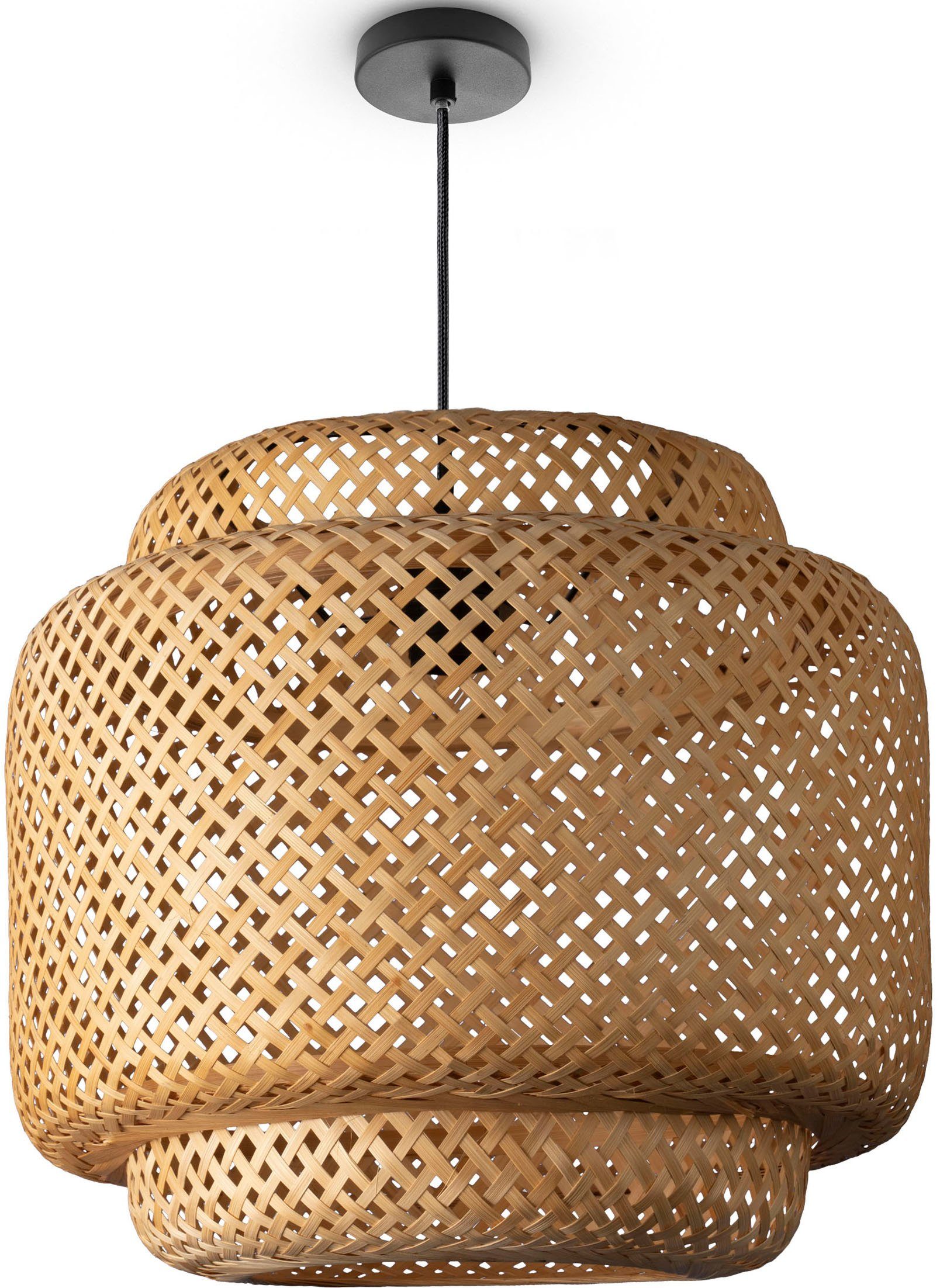 Paco Home Esszimmerlampe Holz ohne KORVI, Korblampen Leuchtmittel, Natur Wohnzimmer Pendelleuchte Pendelleuchte Boho