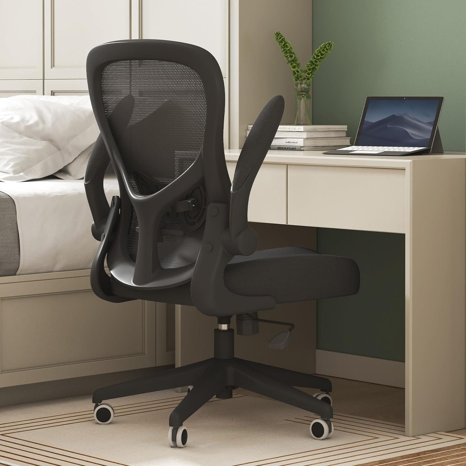 Hbada Bürostuhl (Bürostuhl ergonomisch: Schreibtischstuhl mit verstellbarem  Sitz), Bürostuhl Ergonomischer Schreibtischstuhl Drehstuhl mit klappbaren