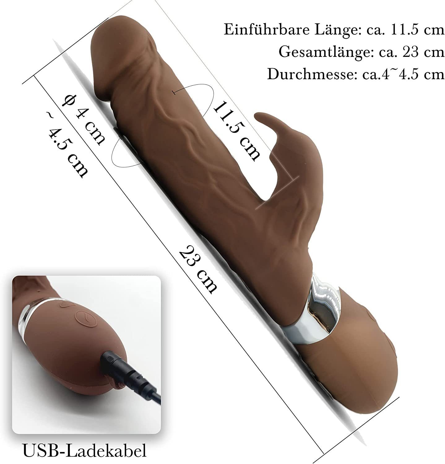 G-punkt, Braun für mit Stimulator Klitoris-Stimulator autolock Vibrator Rabbit-Vibratoren und Klitoris 7 Rabbit Massage-Stab Doppelte Vibrationsmodi Sie