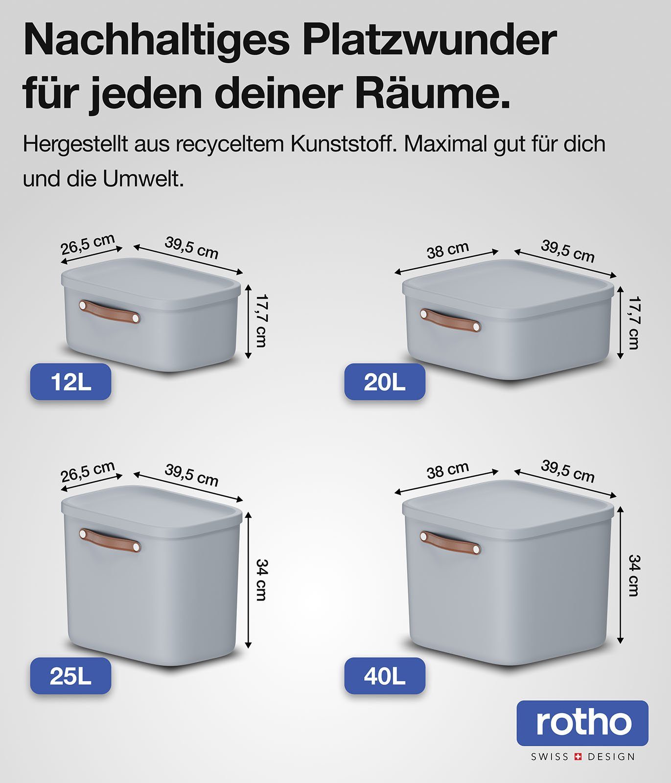 ROTHO Aufbewahrungsbox 4er-Set Kiste mit Deckel günstig online kaufen