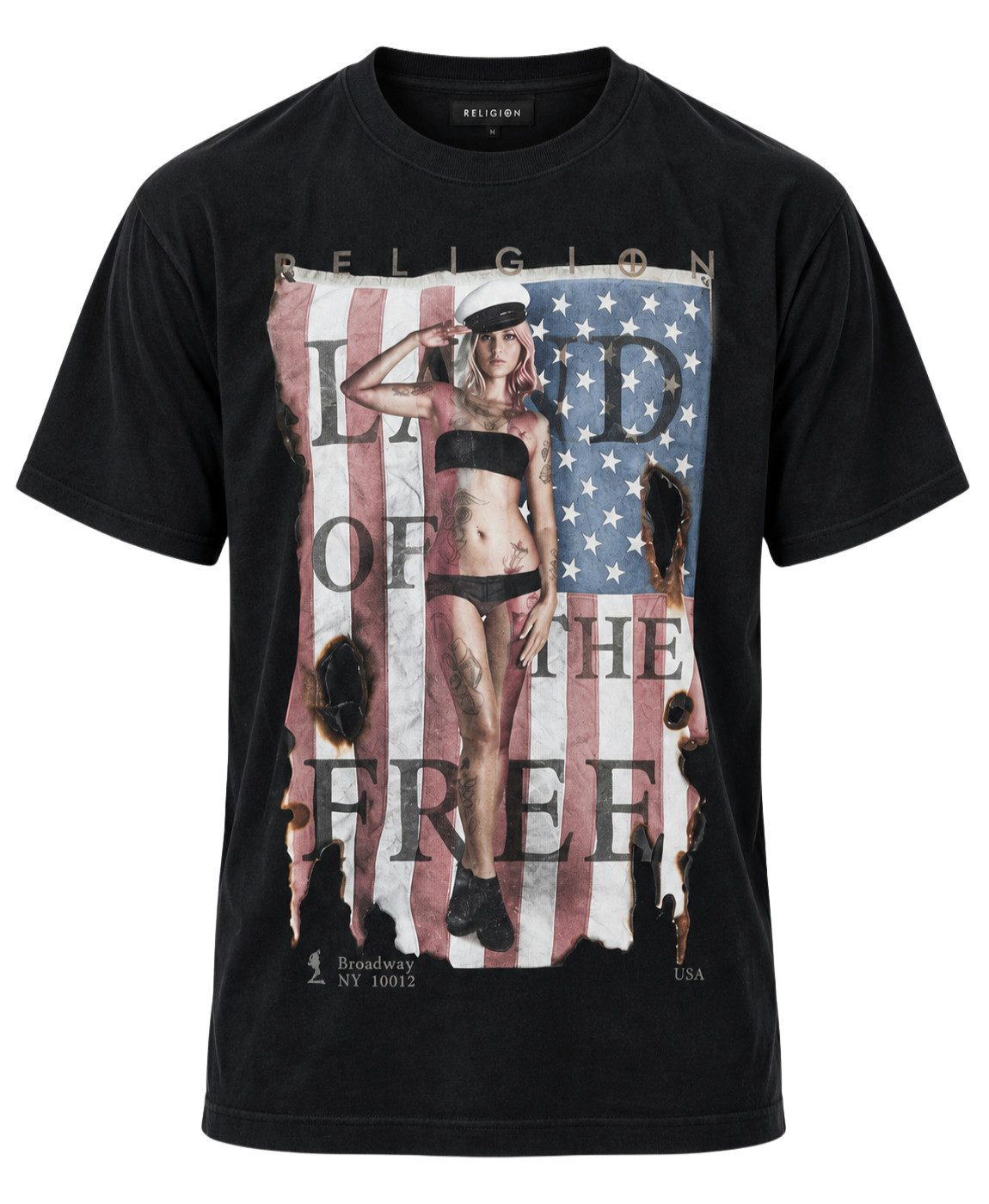 Religion T-Shirt RELIGION Clothing Herren T-Shirt LAND OF THE FREE-Schwarz-L
