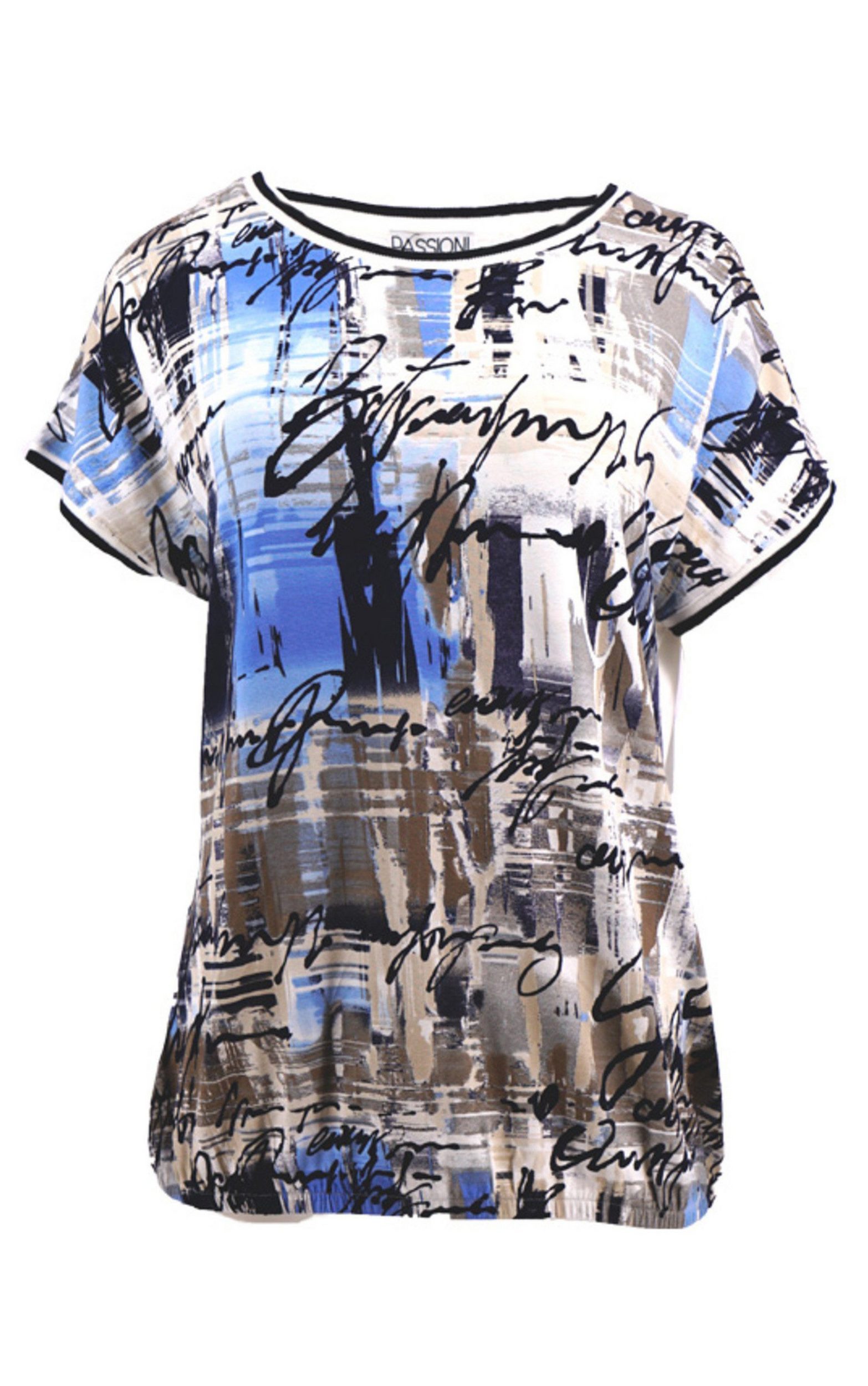 Passioni Print-Shirt Modernes T-Shirt in Blau günstig online kaufen