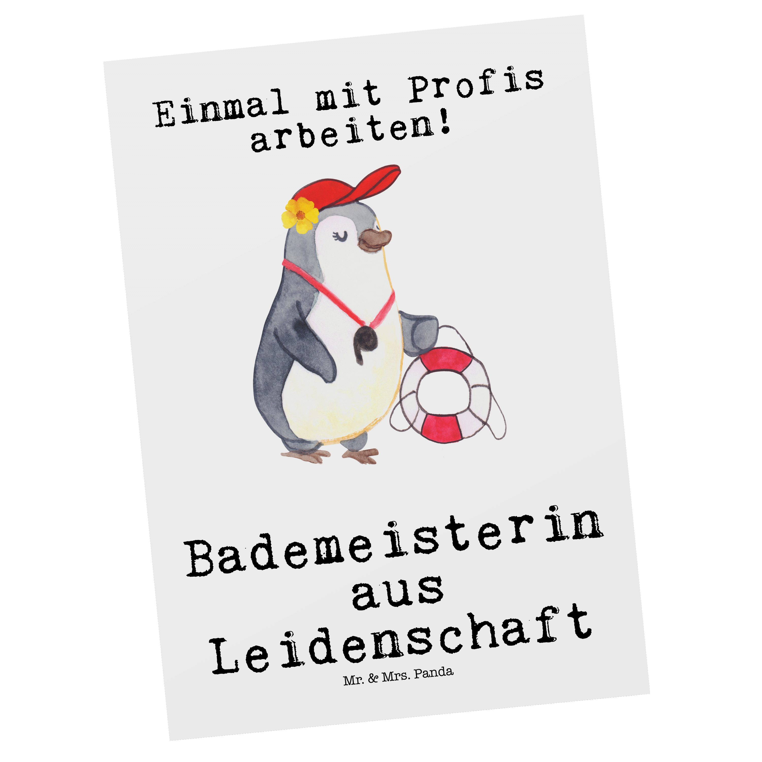 Mr. & Mrs. Panda Postkarte Bademeisterin aus Leidenschaft - Weiß - Geschenk, Badeanstalt, Einlad