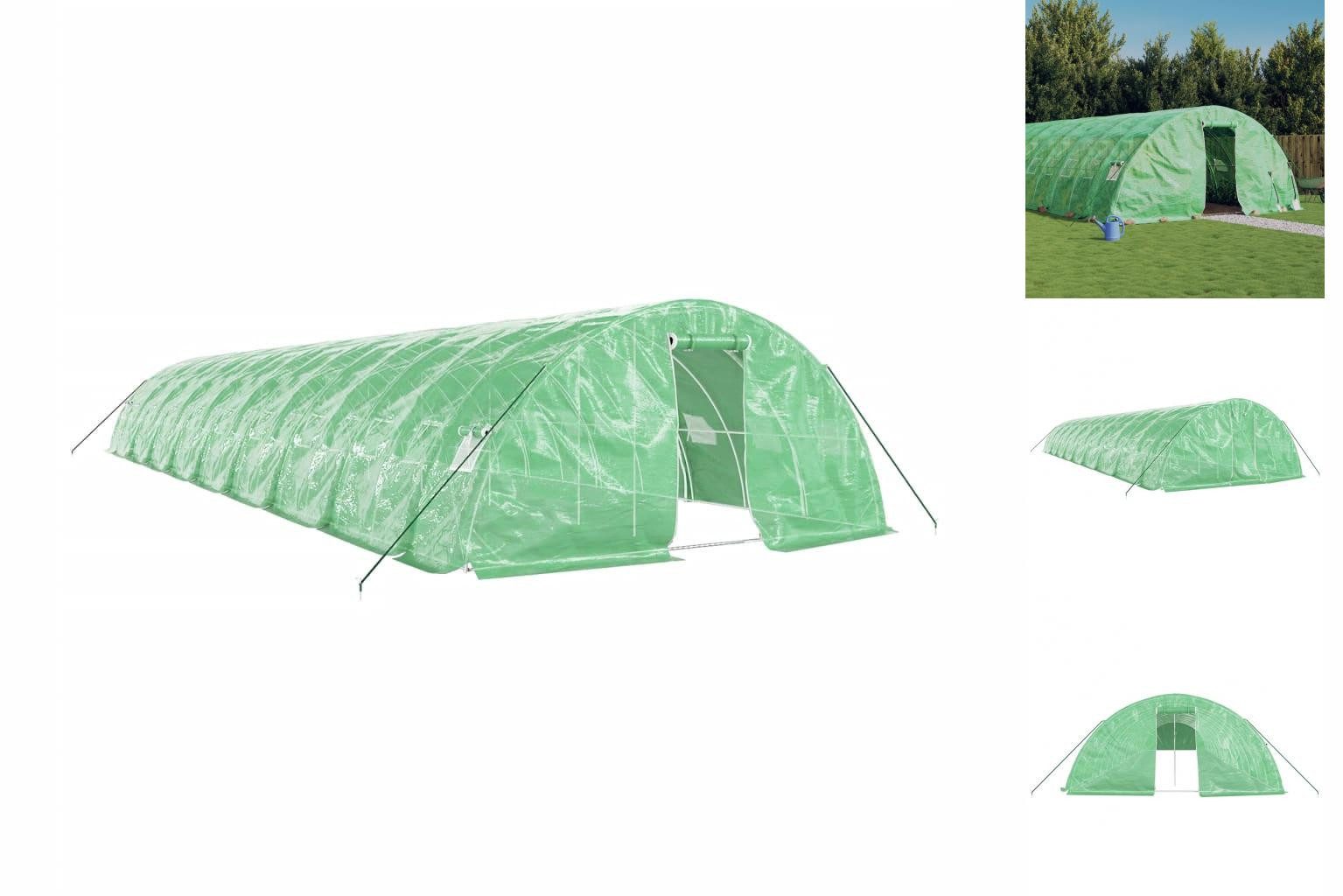 vidaXL Gewächshaus Foliengewächshaus Treibhaus Gewächshaus mit Stahlrahmen Grün 90 m² 18x grün | Rabatt: 24%