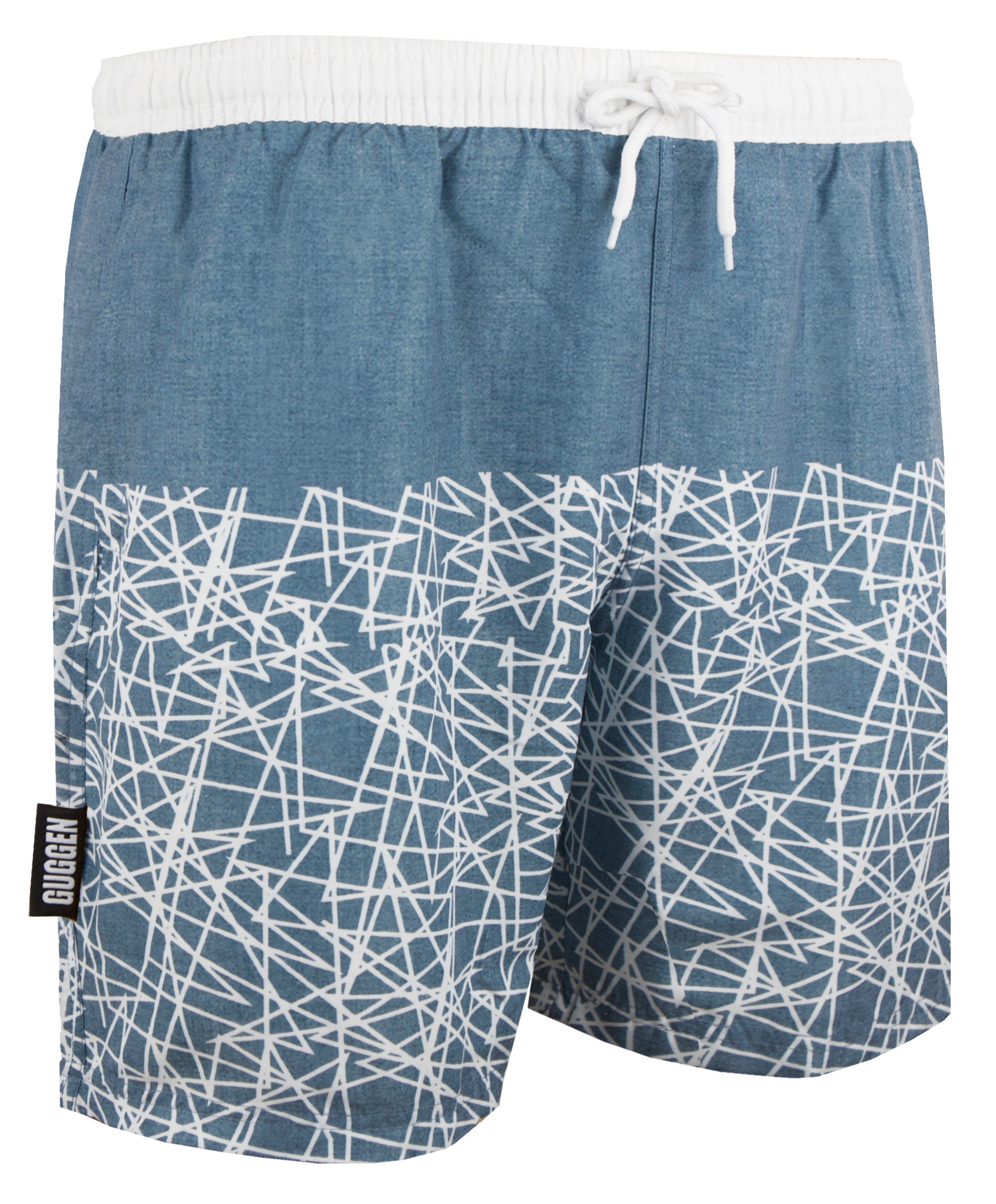 grau gestreiftes Boardshorts Schnelltrocknende Badeshorts Beachshorts Kordelzug Schnelltrocknend Herren Badehose weiß Badehose Mountain Srandhose GUGGEN mit