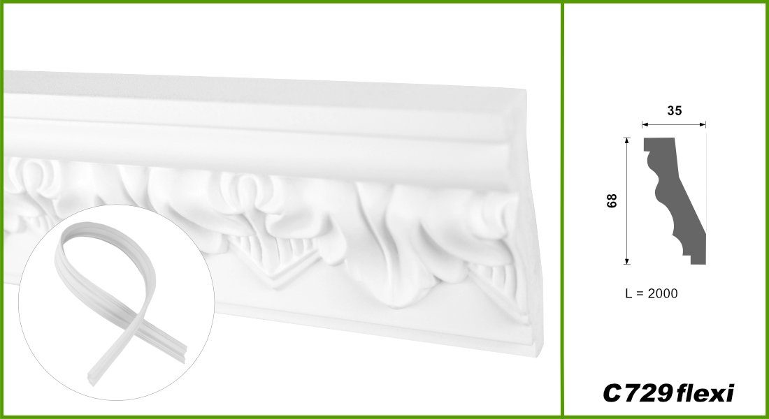 Hexim Stuckleiste C729 flexi, 2 Meter günstig online kaufen