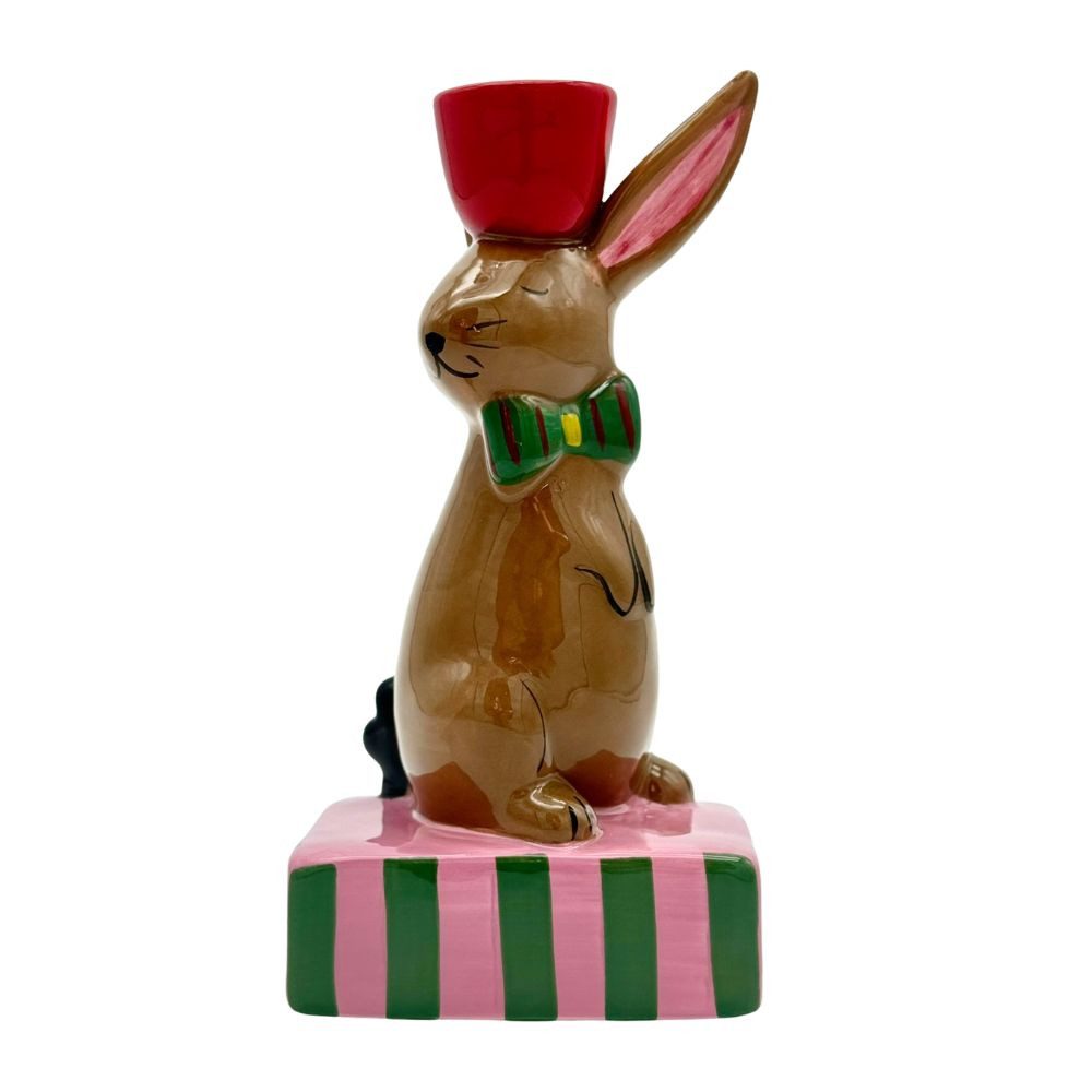 Mica Decorations Kerzenhalter Kaninchen, Braun (1 St), 10x8x19,5cm, für Stabkerzen bis Ø2,3 cm
