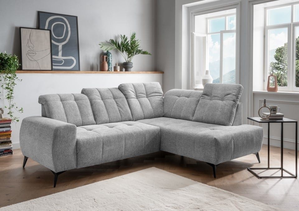 Myhomelando Ecksofa Summer Corto, mit Elektrofunktion, verstellbare Kopflehnen, hochwertiger Corto-Stoff