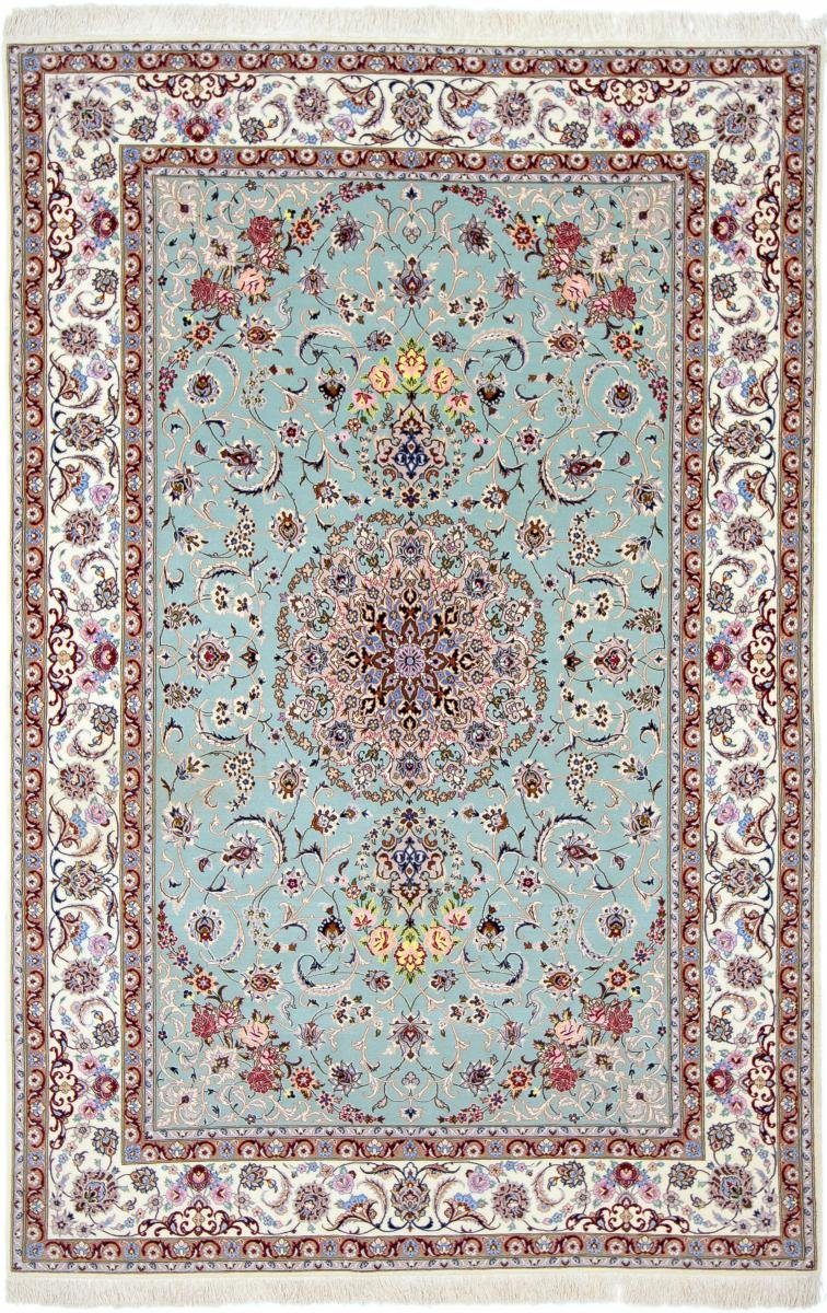 Orientteppich Isfahan Seidenkette 147x231 Handgeknüpfter Orientteppich, Nain Trading, rechteckig, Höhe: 6 mm
