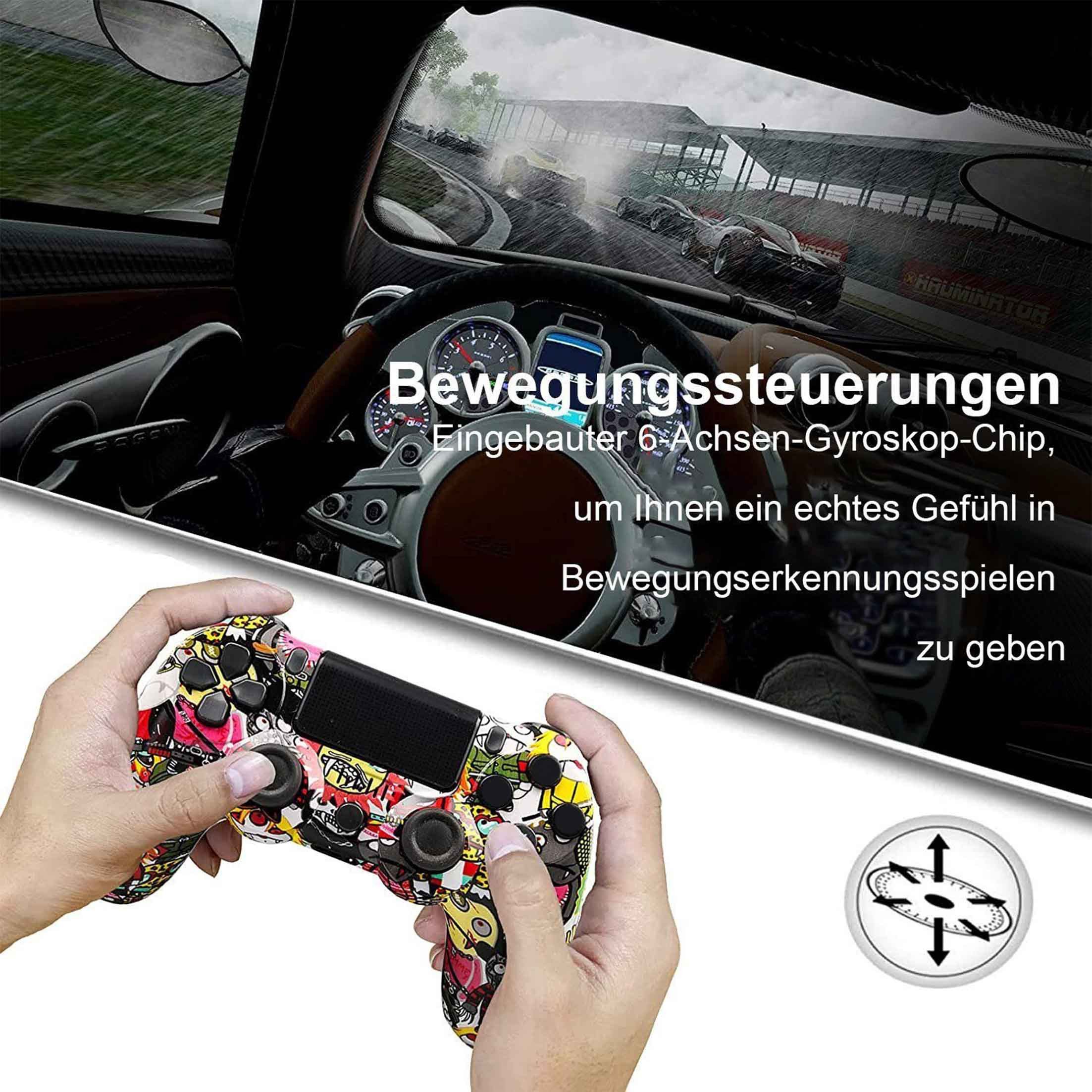 KINSI Wireless Gamepad, Controller, Bluetooth, für PS4 PlayStation 4-Controller (Doppelte Vibration, wiederaufladbare Batterie)