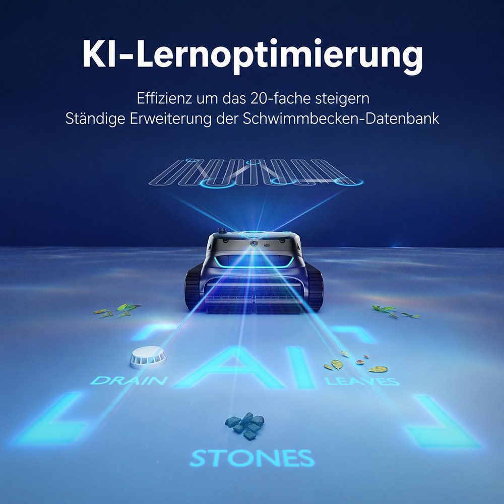 WYBOT Poolroboter S2 Vision Kabelloser Poolroboter mit KI-Lernen und Kamera-Navigation, Wandkletterfunktion & Wasserlinienreinigung, für Pools bis zu 300 m²