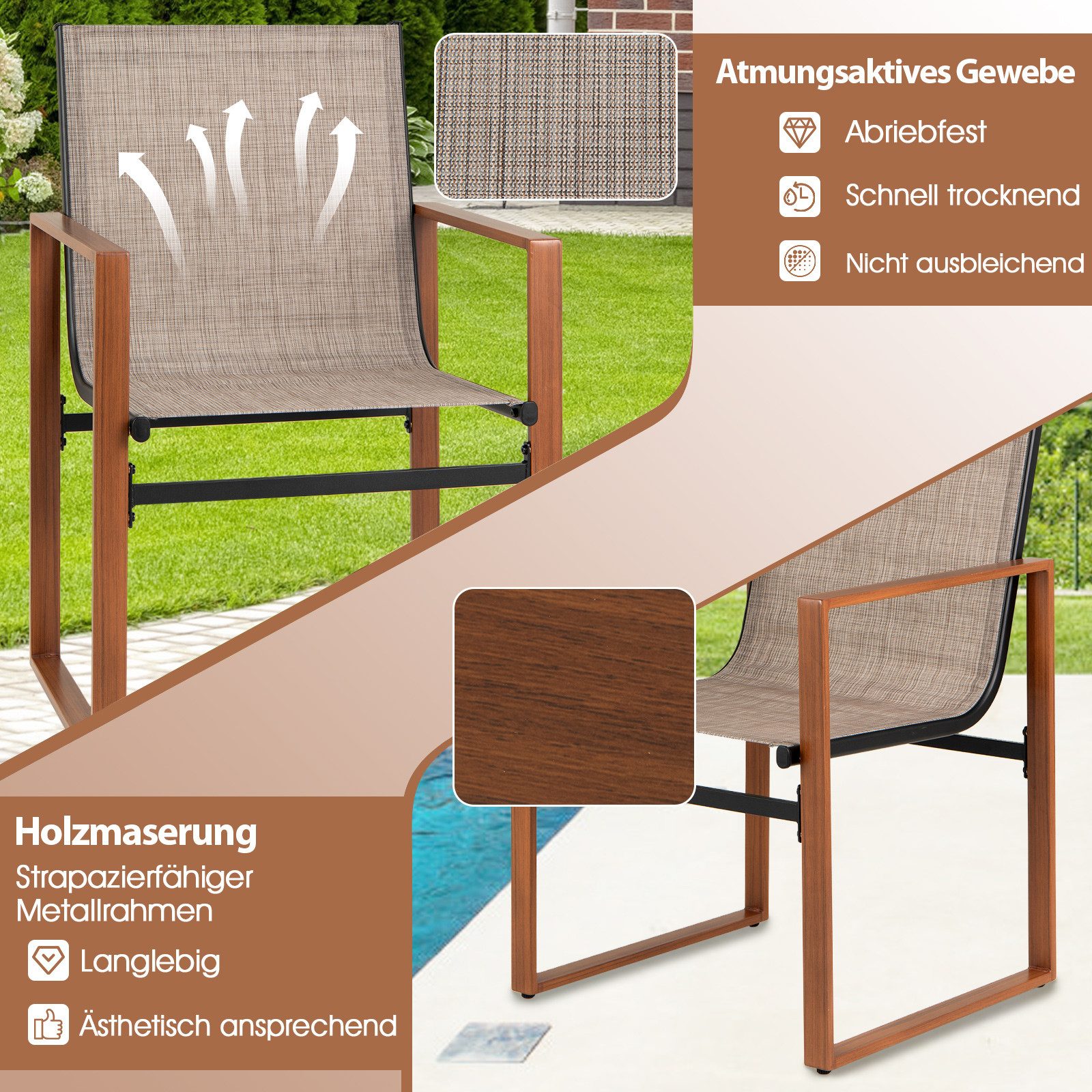 COSTWAY Gartenstuhl (2 St), 2er Set, günstig online kaufen