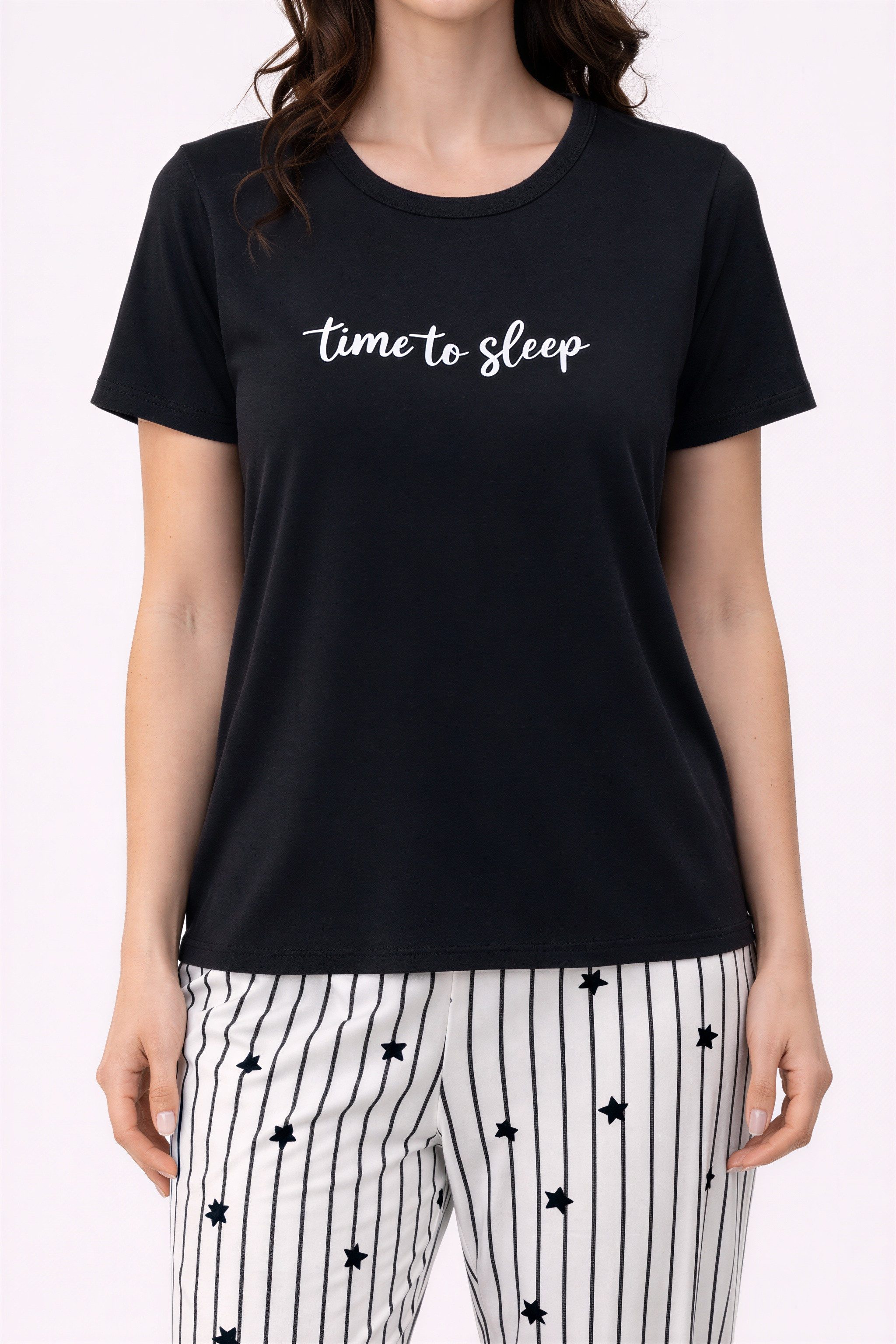fashionshowcase Pyjama Damen Hausanzug - Schlafanzug mit T-Shirt & langer H günstig online kaufen