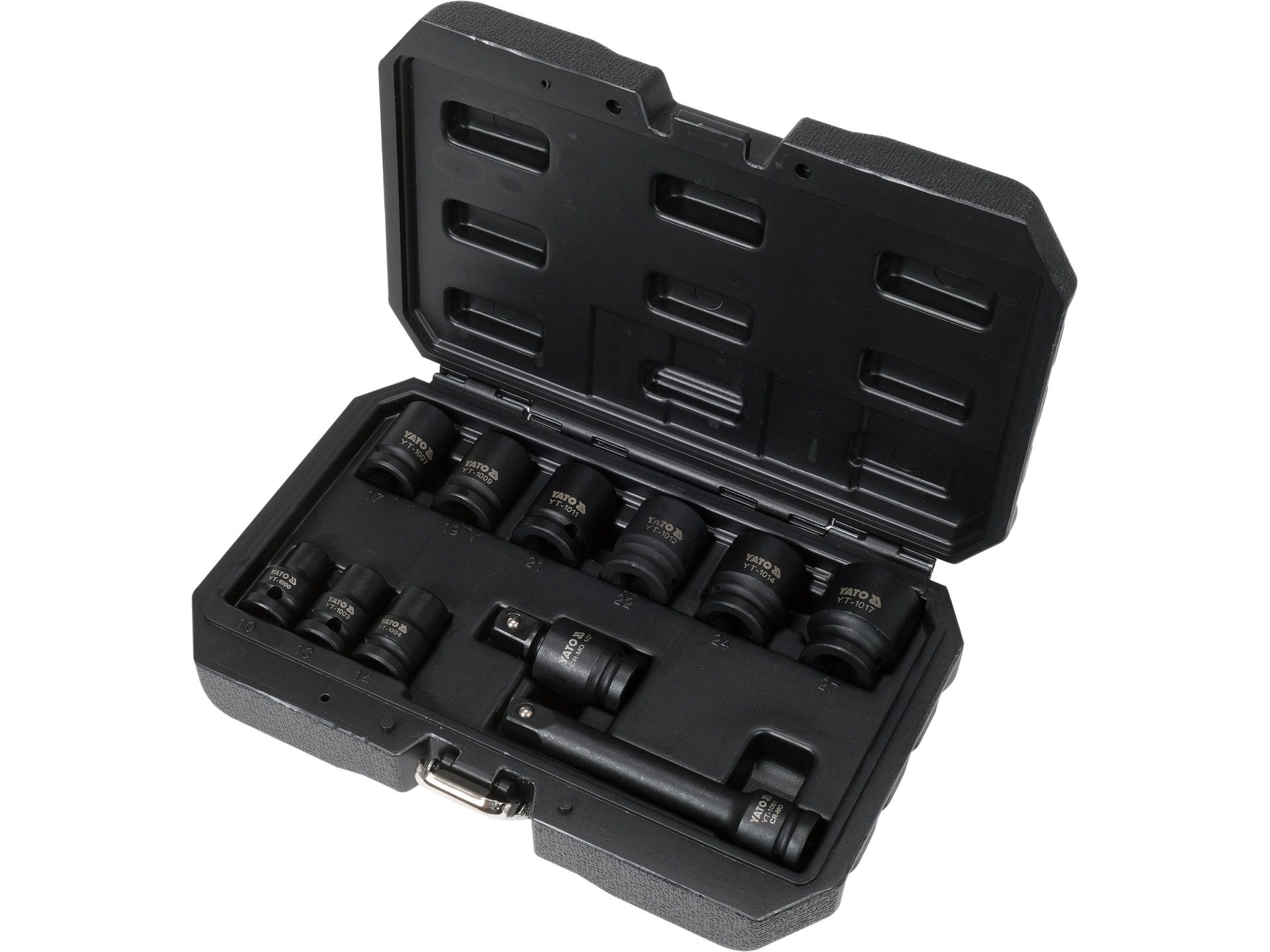 Yato Stecknuss Jeu de douilles 1/2" 11 pièces 10 - 27 mm, Schlagsocket-Satz 1/2" kurz 10–27 mm, 11-tlg., Schlagsocket-Satz 1/2" kurz 10–27 mm, 11-tlg. – Bild 2 von 2