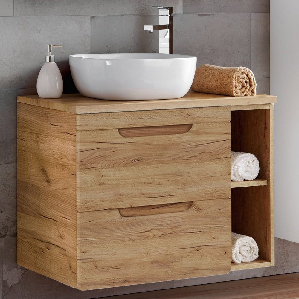 Lomadox Waschbeckenschrank LUTON-56-CRAFT unterschrank 81 cm mit Keramikbec günstig online kaufen