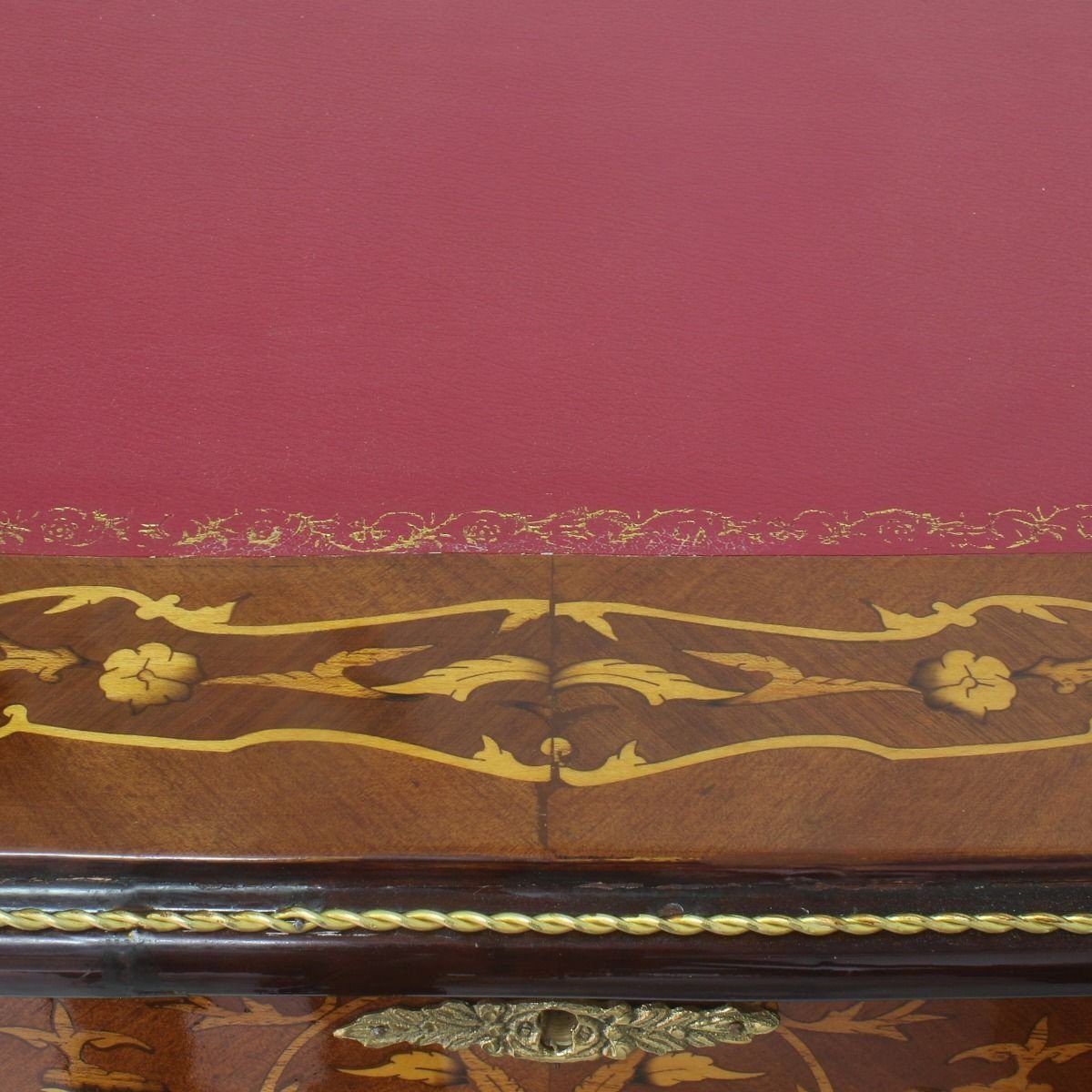 Barock / Stil Möbel Antik Handgefertigter Gold cm - / Büro - Intarsien Bordeaux 120 Casa Barock Padrino Scheibtisch Mahagoni Schreibtisch Sekretär