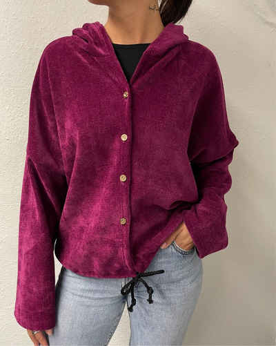 ITALY VIBES Sweatjacke - FLORA - weiche Cordjacke - Velvet Cardigan - ONE SIZE (XS-L)