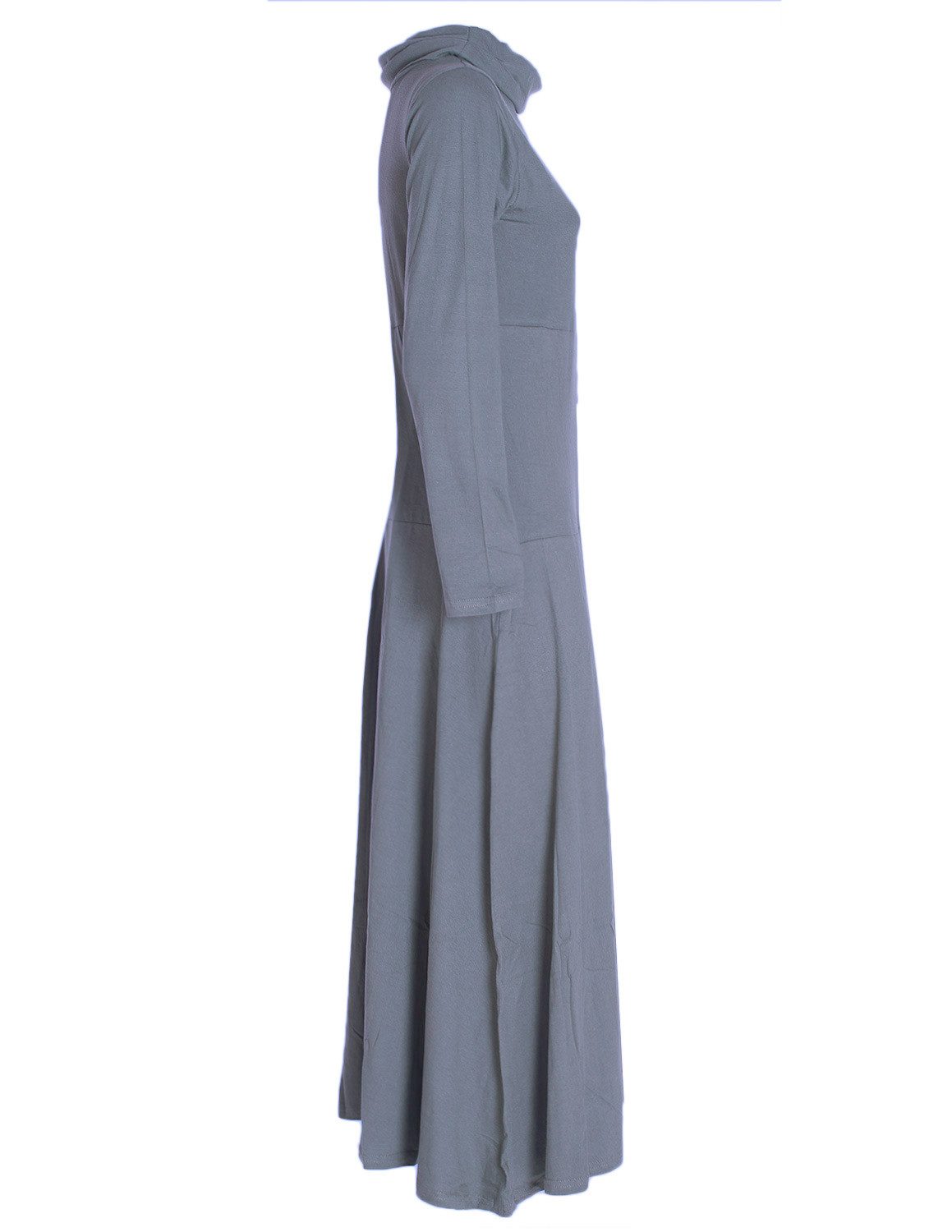 Vishes Maxikleid Damen Maxi-Kleid Baumwolle Casual Rollkragen mit Tasche Alternative Bekleidung, Ethno, Hippie, Retro Style