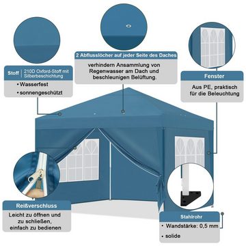 EUGAD Faltpavillon, wasserfest Winterfest,mit Seitenwänden Fenstern Tasche