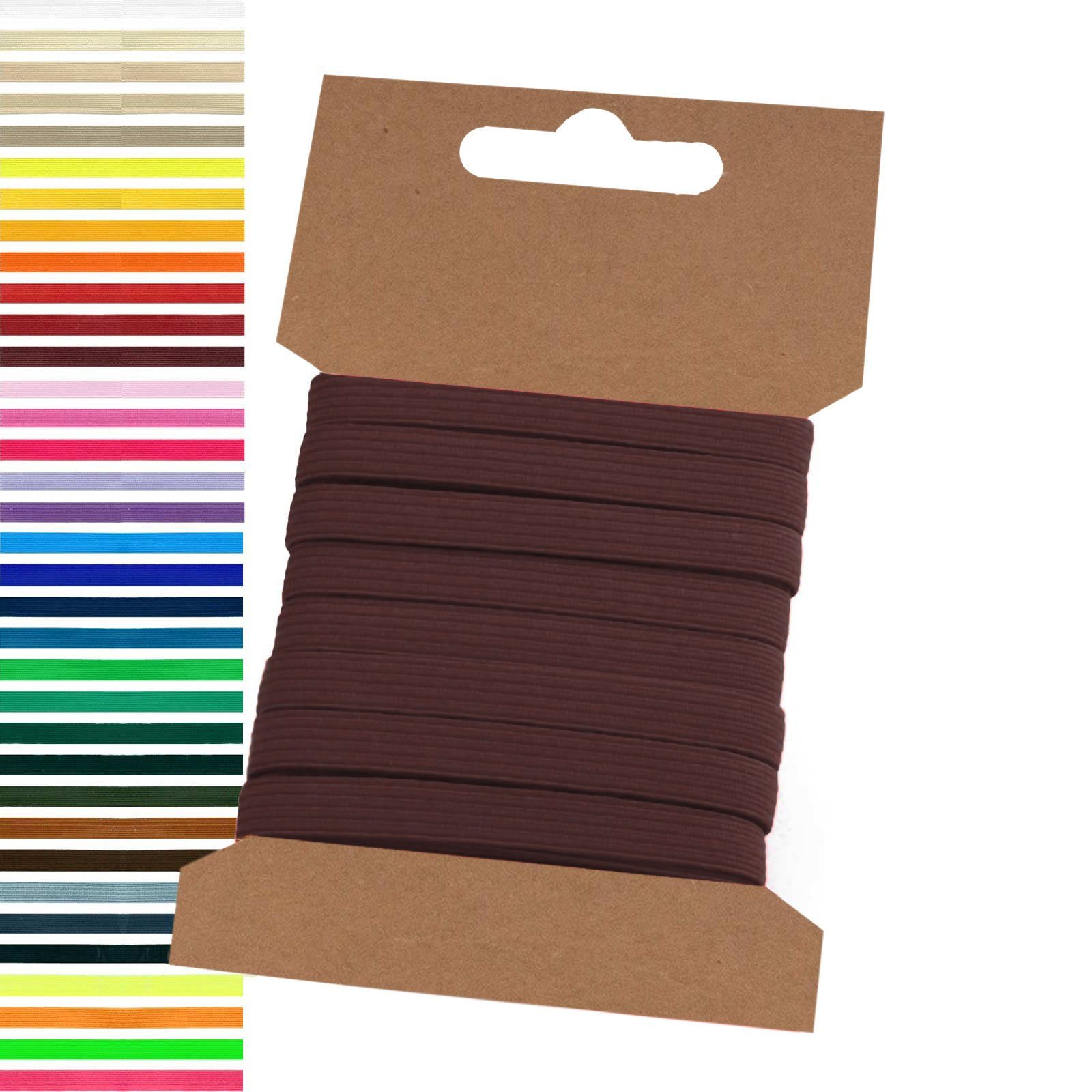 maDDma Webband 5m Gummiband 6,6mm Gummilitze Wäschegummi elastisches Band Wäscheband, braun