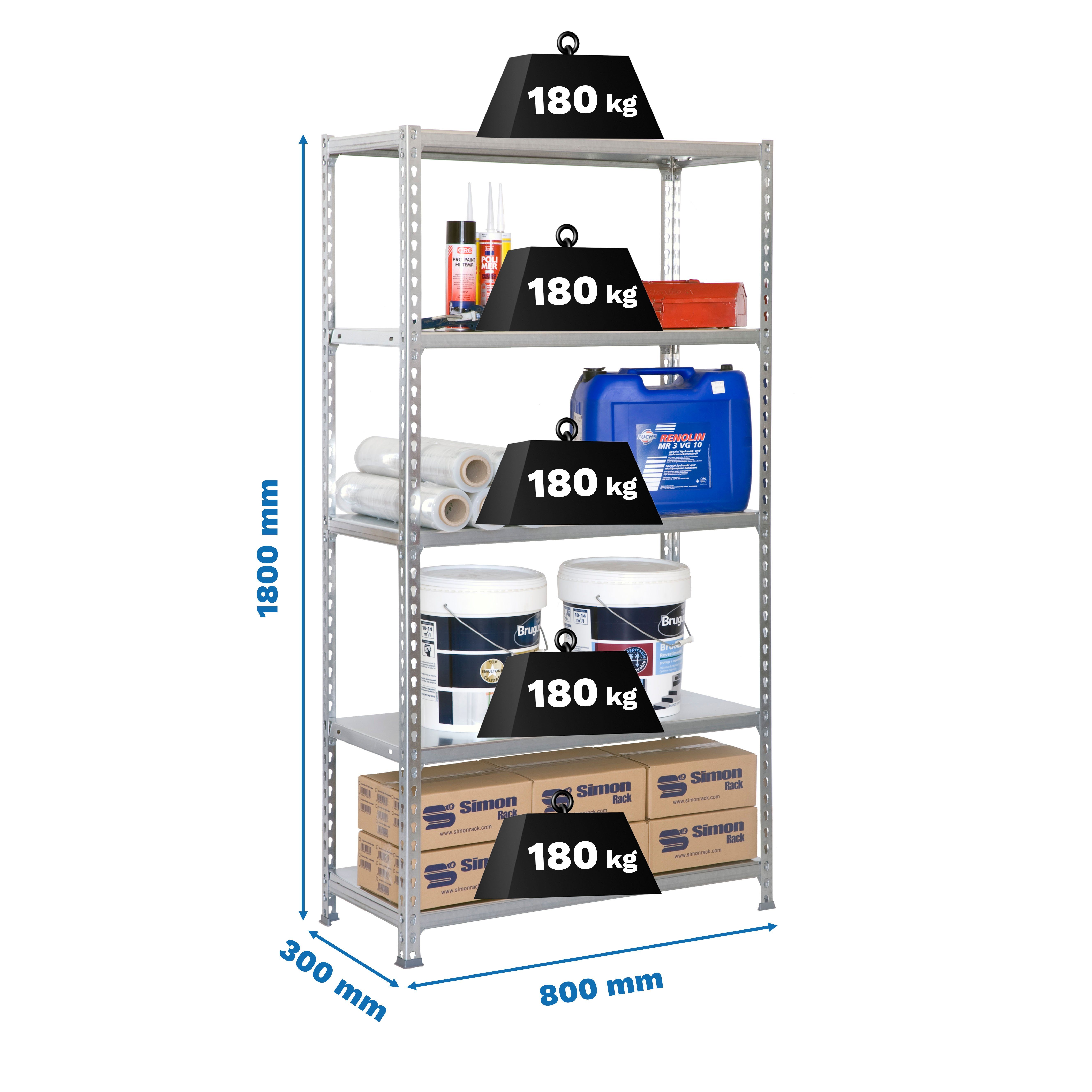 PROREGAL® Schwerlastregal METAL SHARK  180x80x30cm Fachlast günstig online kaufen