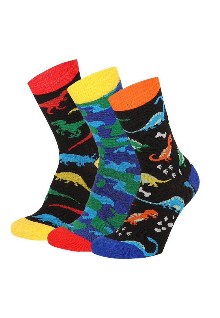 Socken Kinder Dino Design 3er Pack Motivsocken