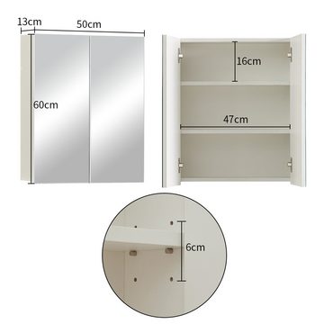 CLIPOP Badezimmerspiegelschrank Wandschrank 2-Türiger Hängeschrank, Aufbewahrungsschrank für Badezimmer