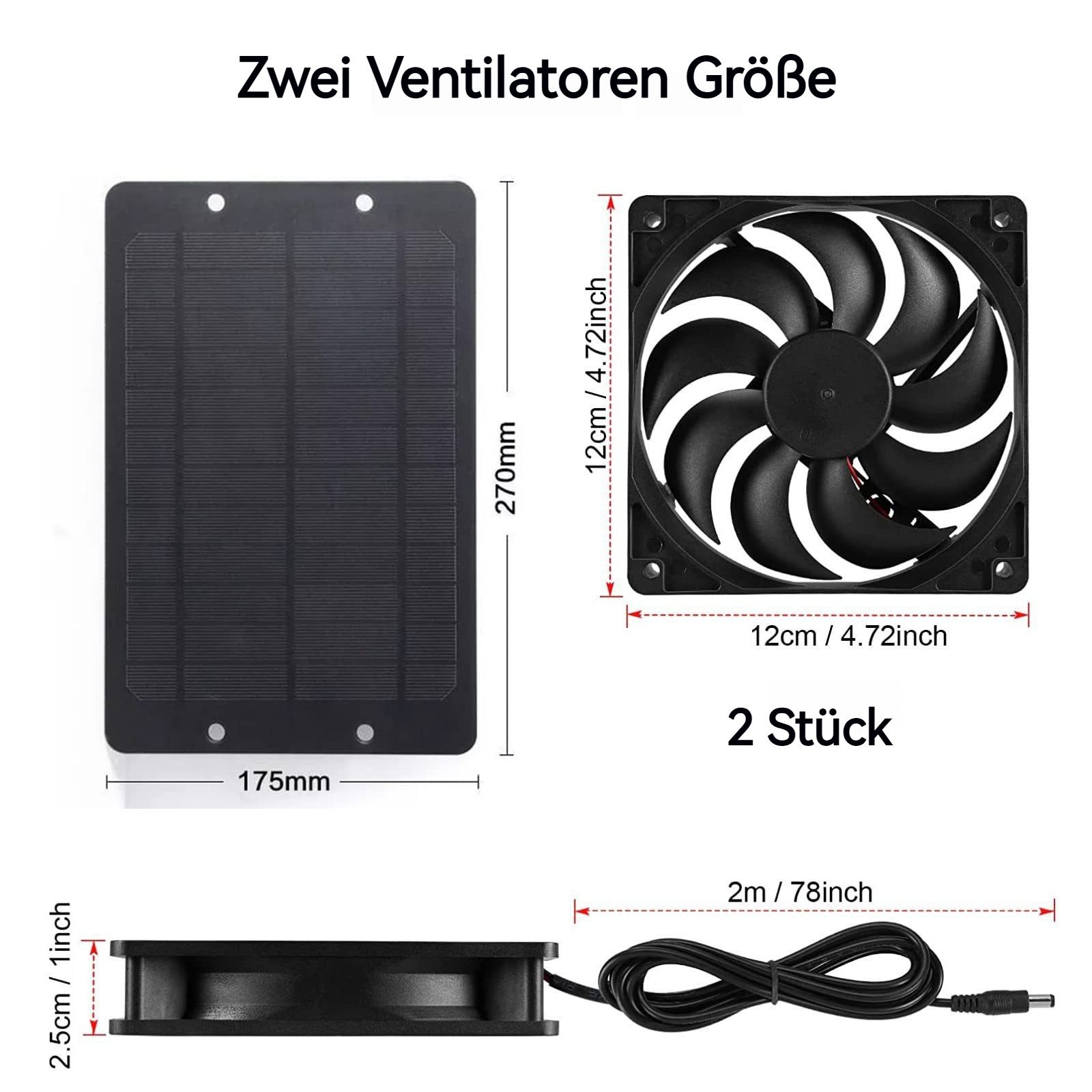 BlingBin Wandventilator Solarbetriebener Ventilator, Solar Abluftventilator günstig online kaufen