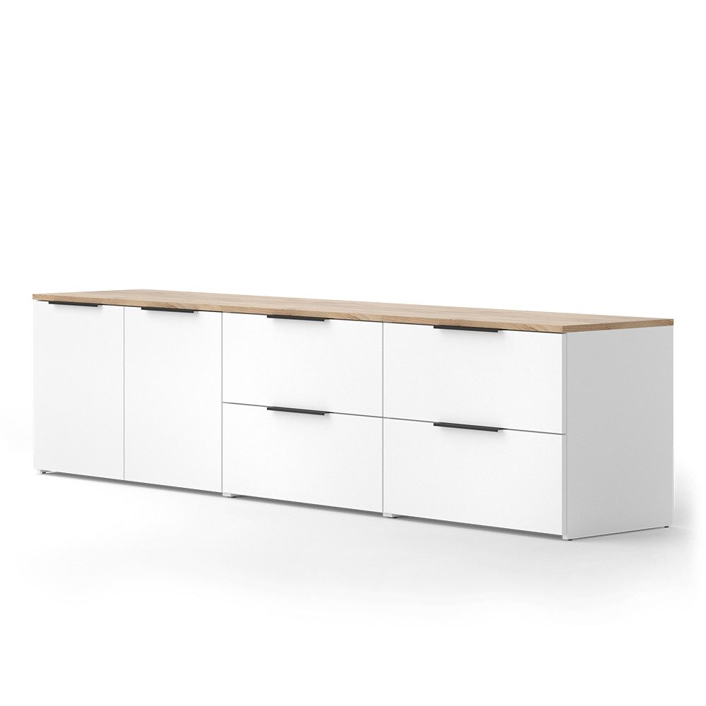 Vicco Wohnwand Wido, Weiß/Sonoma, 3 Teile günstig online kaufen