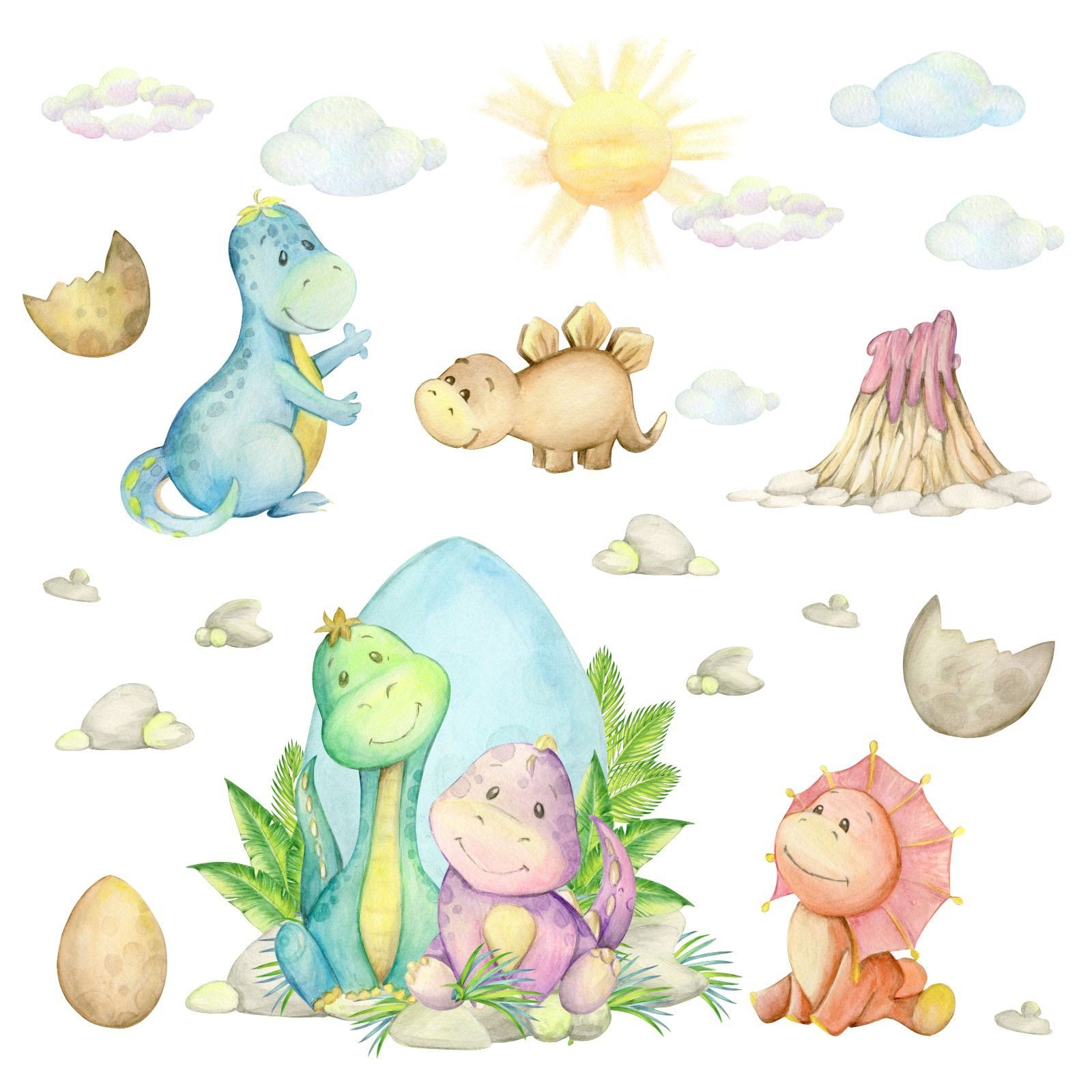 nikima Wandtattoo 194 Wandtattoo Baby Dinosaurier - 750 x 420 mm (PVC-Folie günstig online kaufen