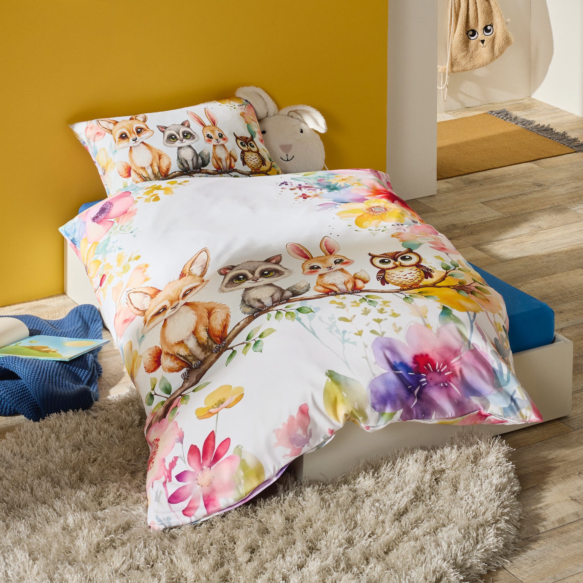 REDBEST Kinderbettwäsche Kinder-Bettwäsche, Polyester, Microfaser Blumen/Tiermotive – Bild 2 von 5
