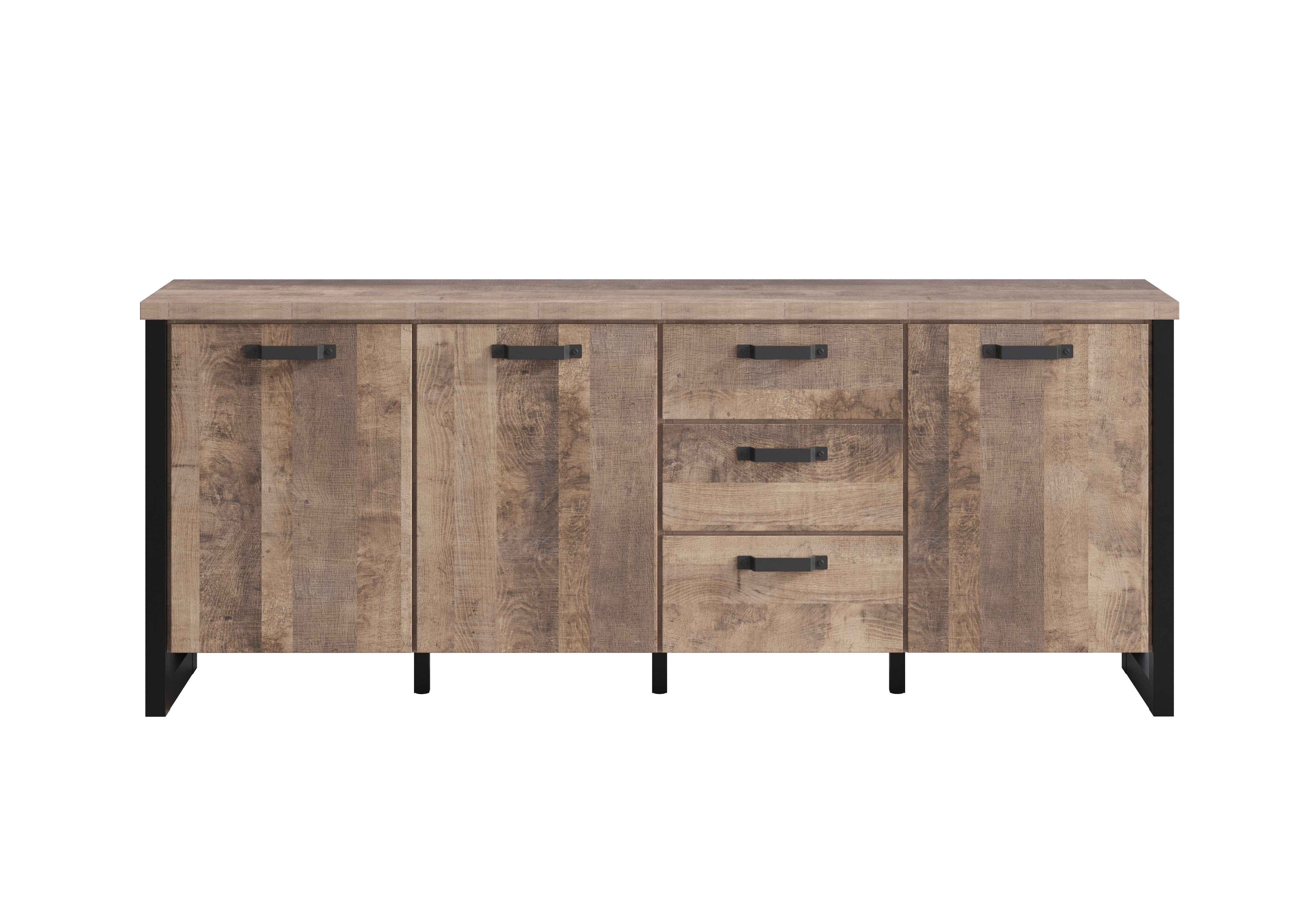 Home affaire Sideboard Edingburgh (1 St), matte Echtholzoptik, BxHxT: ca.  214 x 86 x 45 cm, moderne Eiche NB, Viele Erweiterungsmöglichkeiten mit  Schränken und Tischen der gleichen Serie